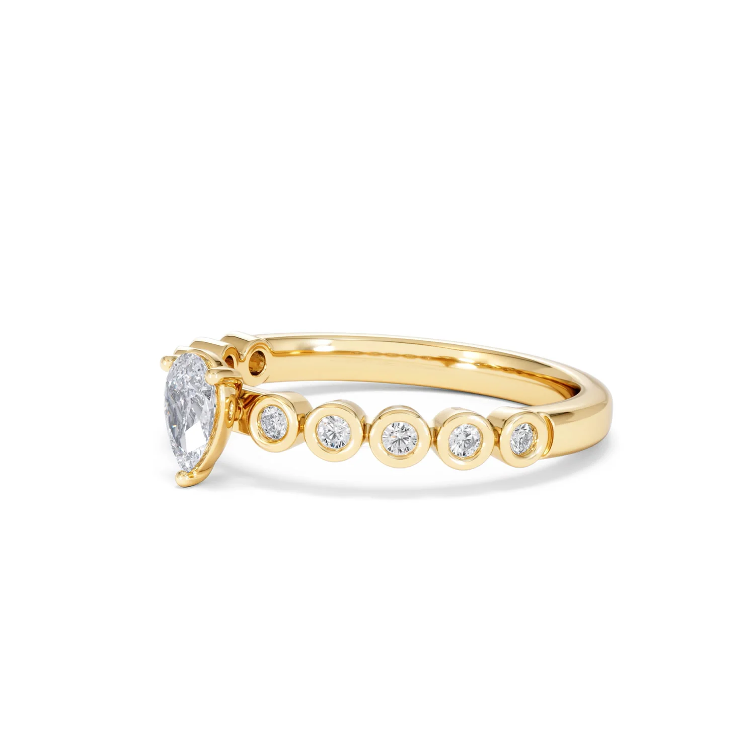 Entwine 0.30ct Pear Cut Lab Diamond Solitaire Engagement Ring with Side Stones in 18K Gold Vermeil - Image 76
