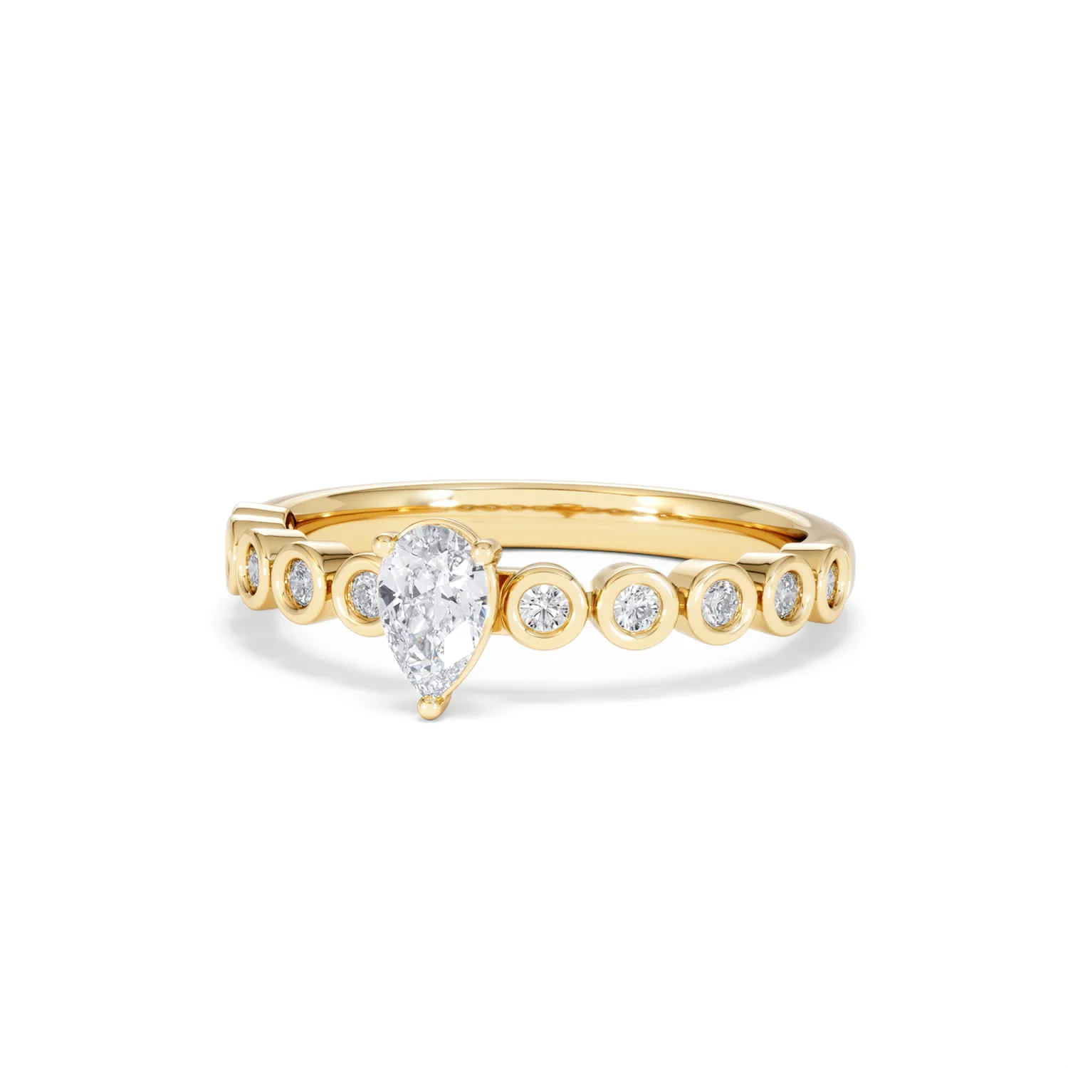 Entwine 0.30ct Pear Cut Lab Diamond Solitaire Engagement Ring with Side Stones in 18K Gold Vermeil - Image 83