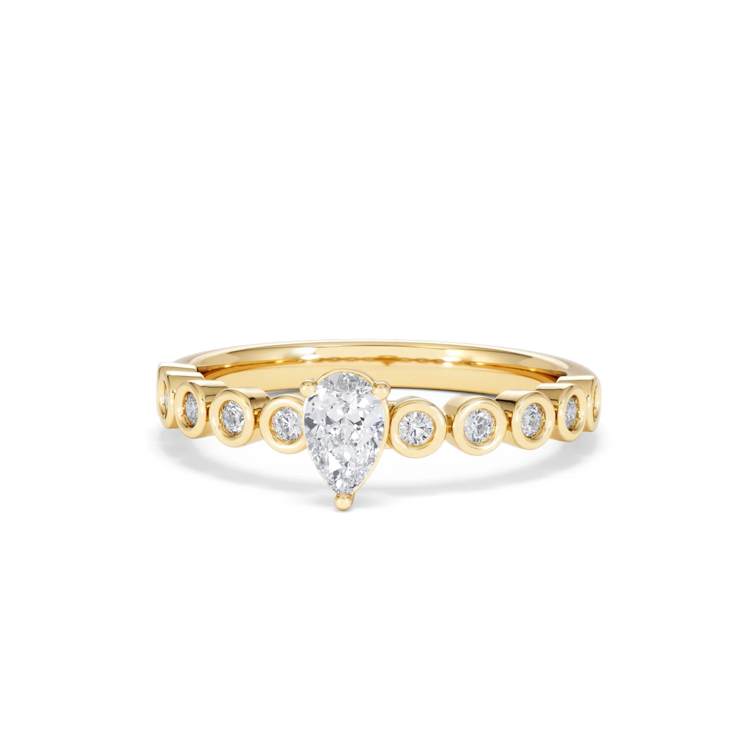 Entwine 0.30ct Pear Cut Lab Diamond Solitaire Engagement Ring with Side Stones in 18K Gold Vermeil - Image 85