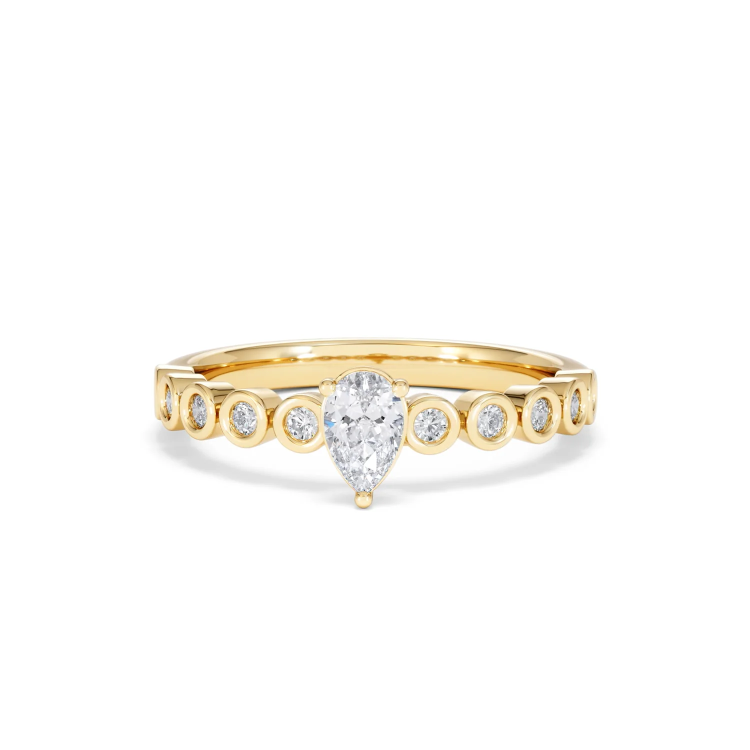 Entwine 0.30ct Pear Cut Lab Diamond Solitaire Engagement Ring with Side Stones in 18K Gold Vermeil - Image 86