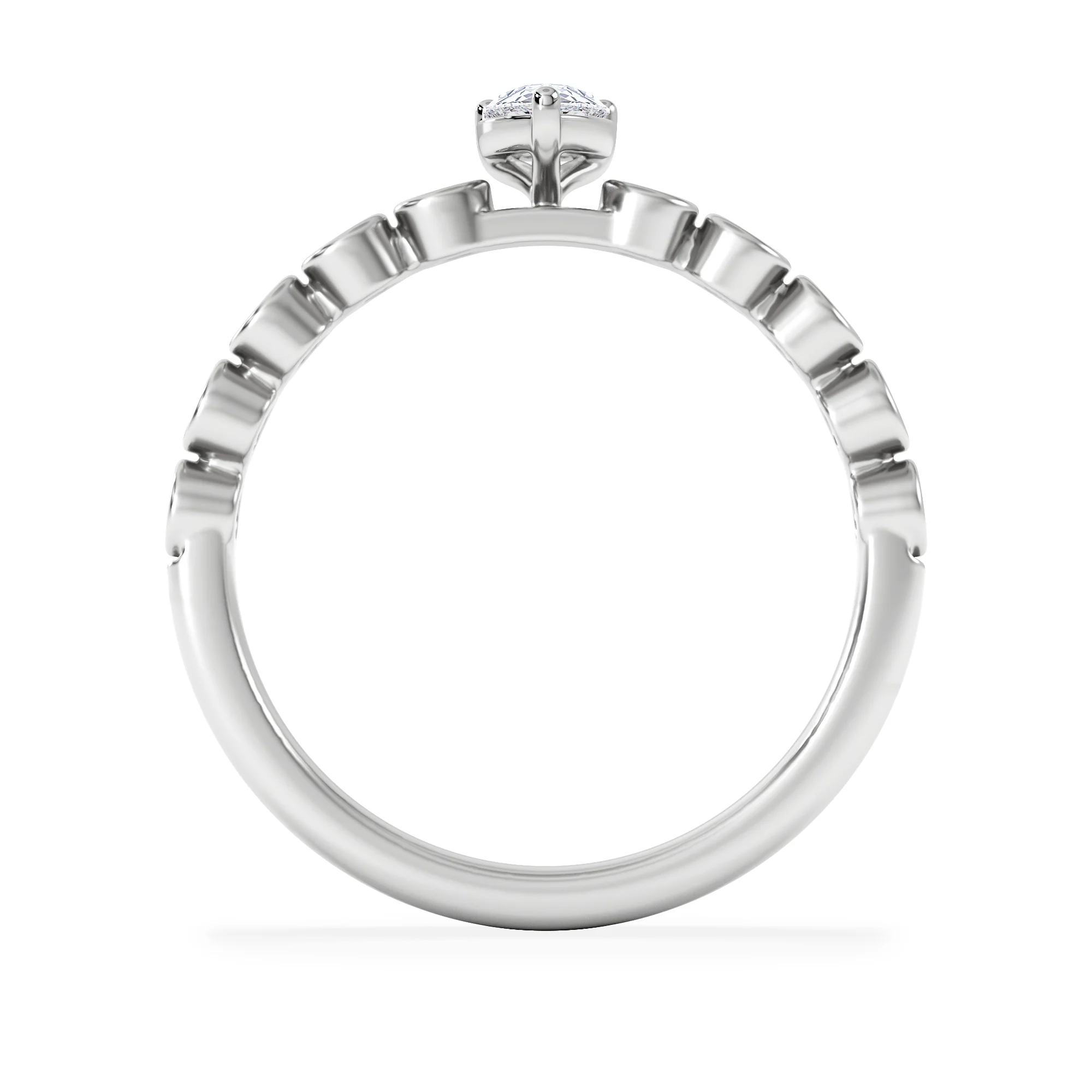 Entwine 0.30ct Pear Cut Lab Diamond Solitaire Engagement Ring with Side Stones in Sterling Silver - Image 3