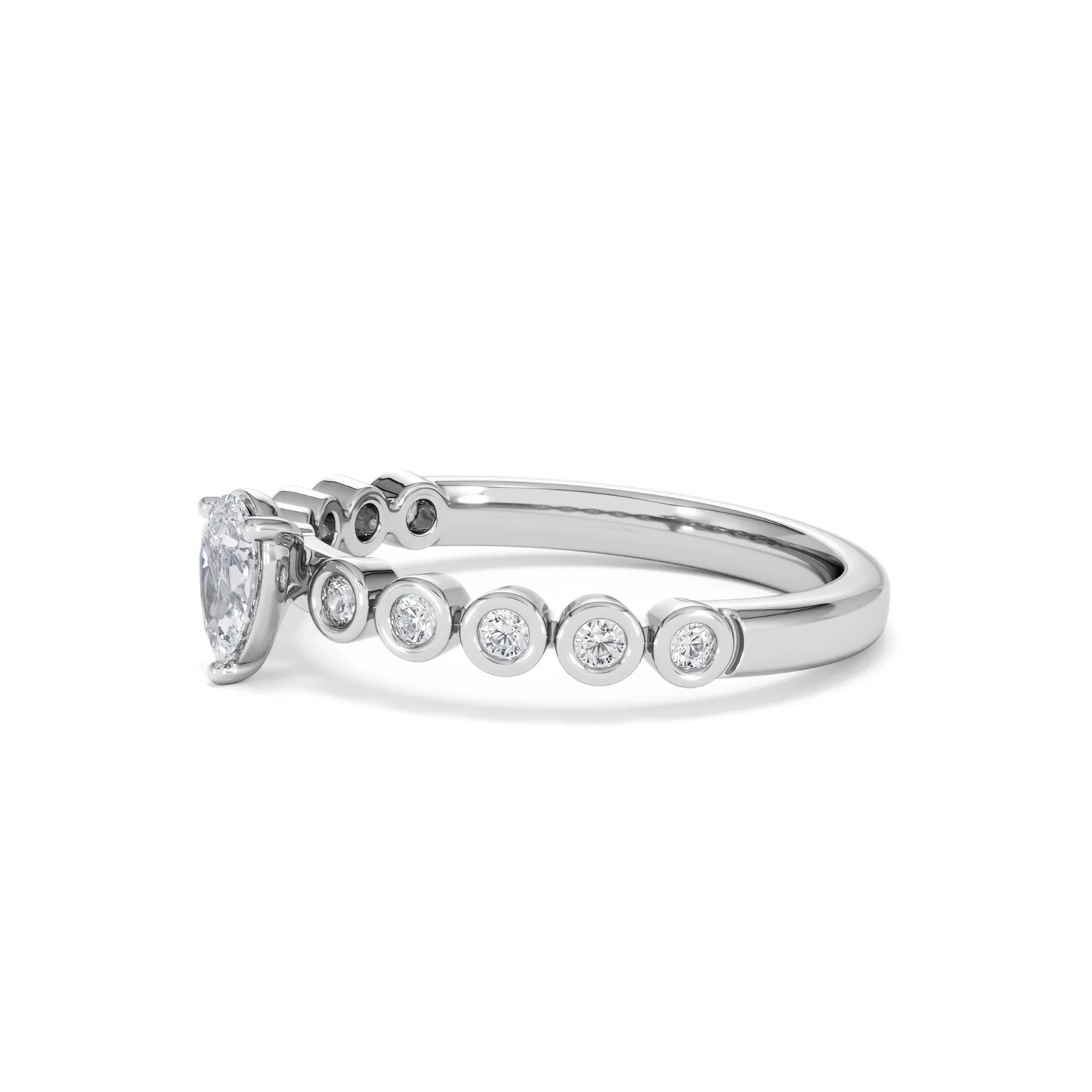 Entwine 0.30ct Pear Cut Lab Diamond Solitaire Engagement Ring with Side Stones in Sterling Silver - Image 73