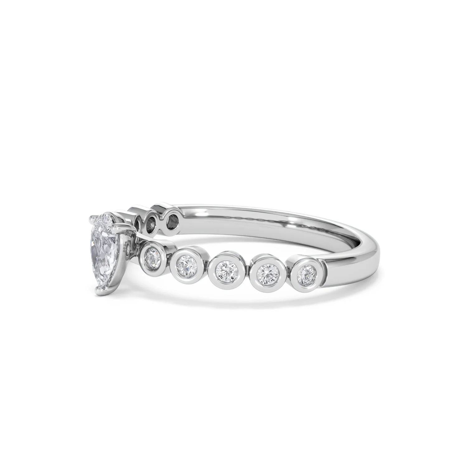 Entwine 0.30ct Pear Cut Lab Diamond Solitaire Engagement Ring with Side Stones in Sterling Silver - Image 74