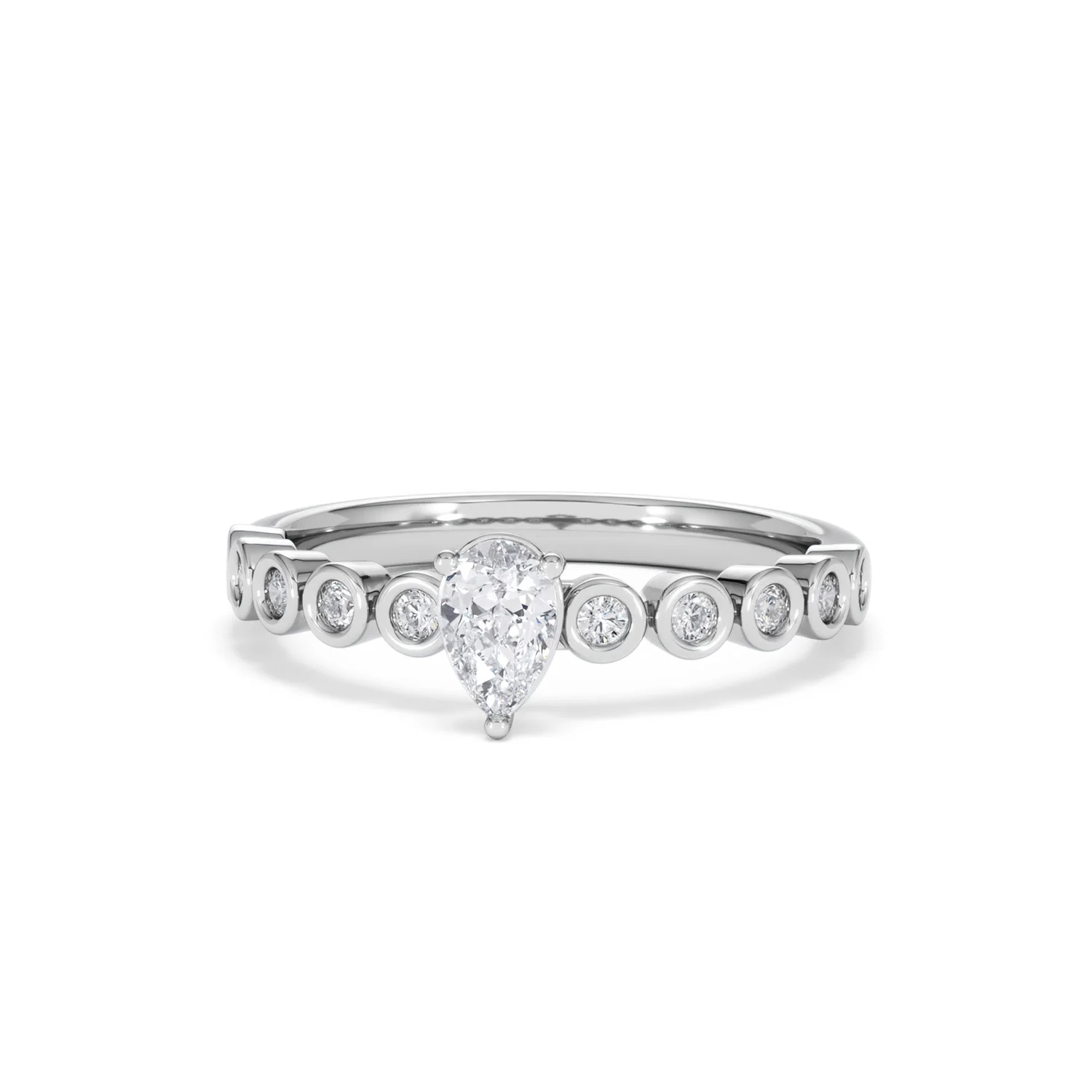 Entwine 0.30ct Pear Cut Lab Diamond Solitaire Engagement Ring with Side Stones in Sterling Silver - Image 85