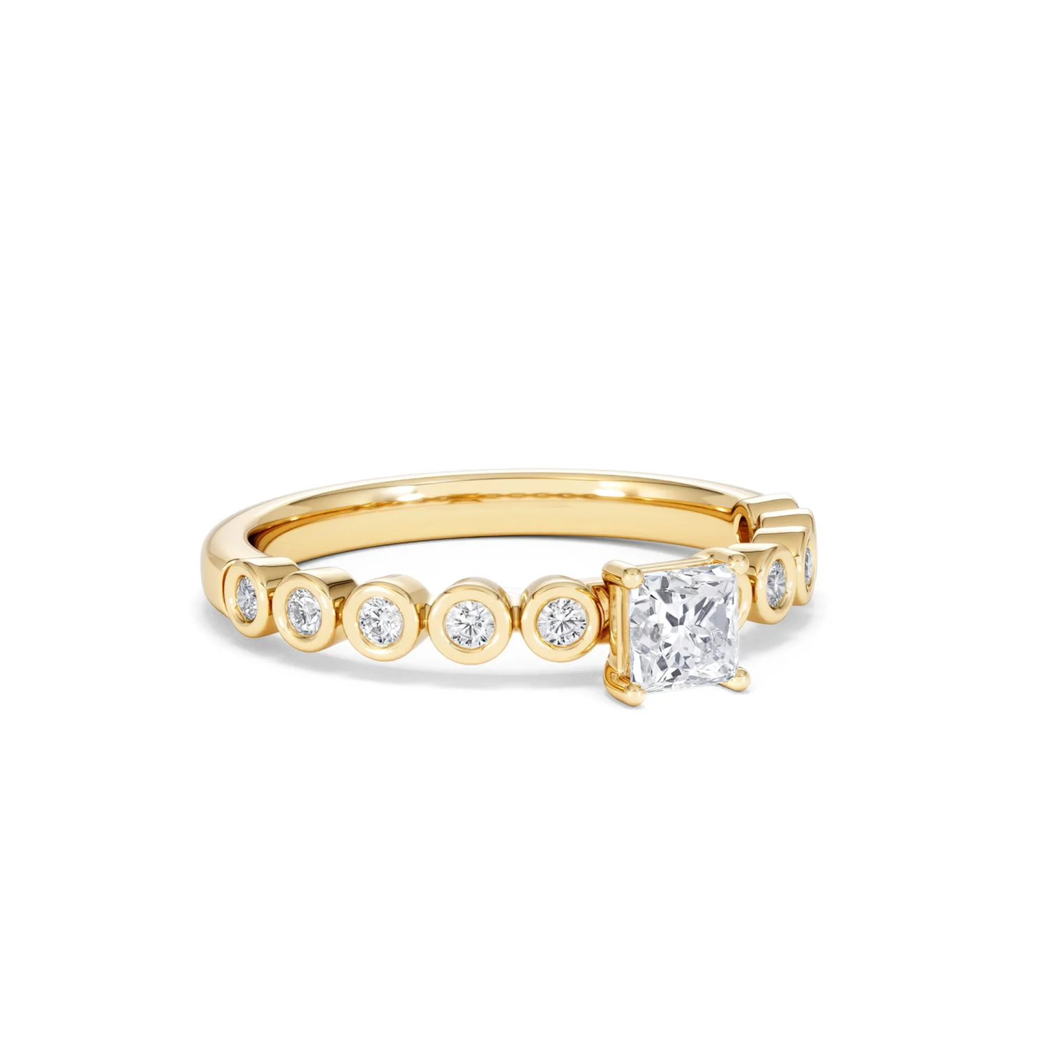 Entwine 0.30ct Princess Cut Lab Diamond Solitaire Engagement Ring with Side Stones in 18K Gold Vermeil - Image 13