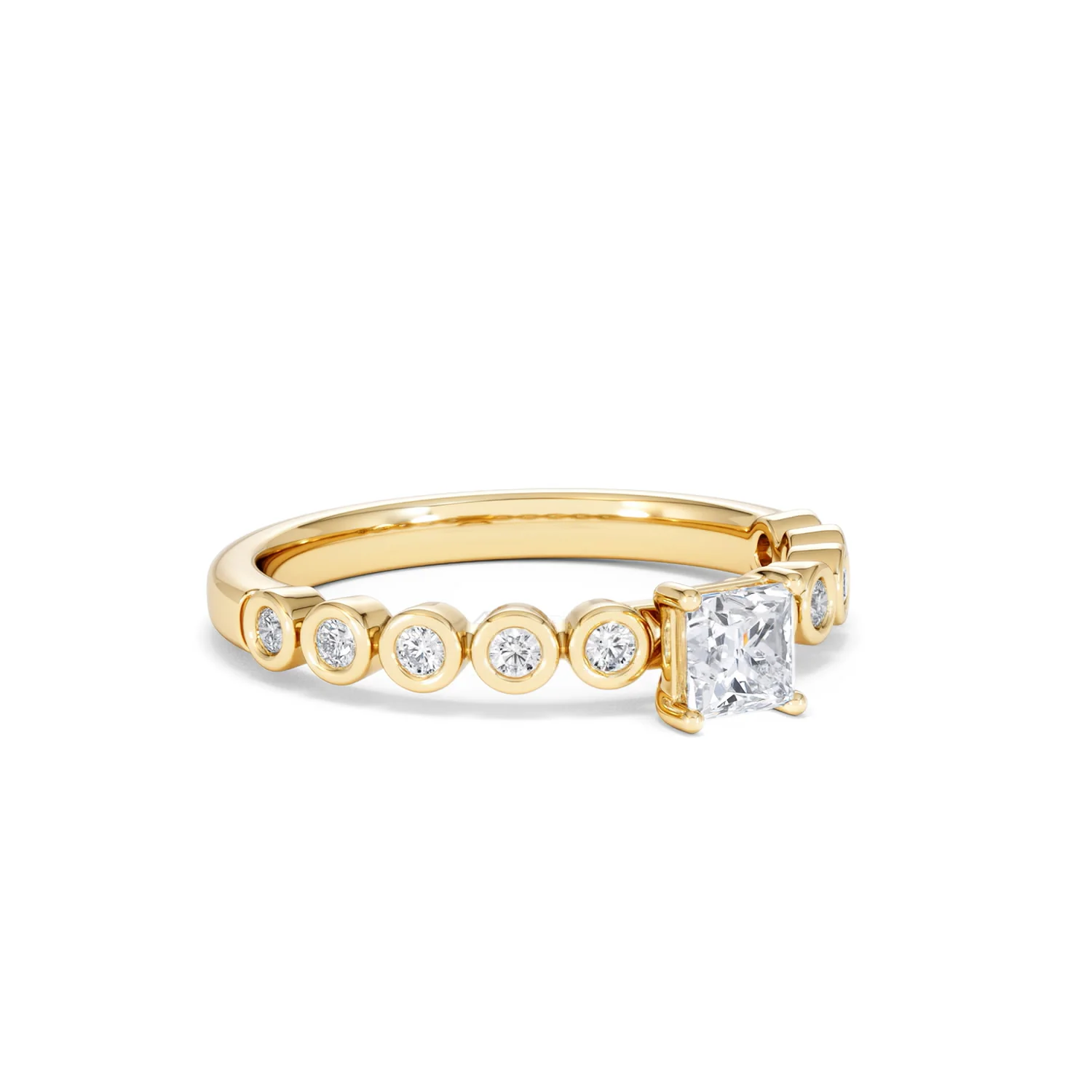 Entwine 0.30ct Princess Cut Lab Diamond Solitaire Engagement Ring with Side Stones in 18K Gold Vermeil - Image 14