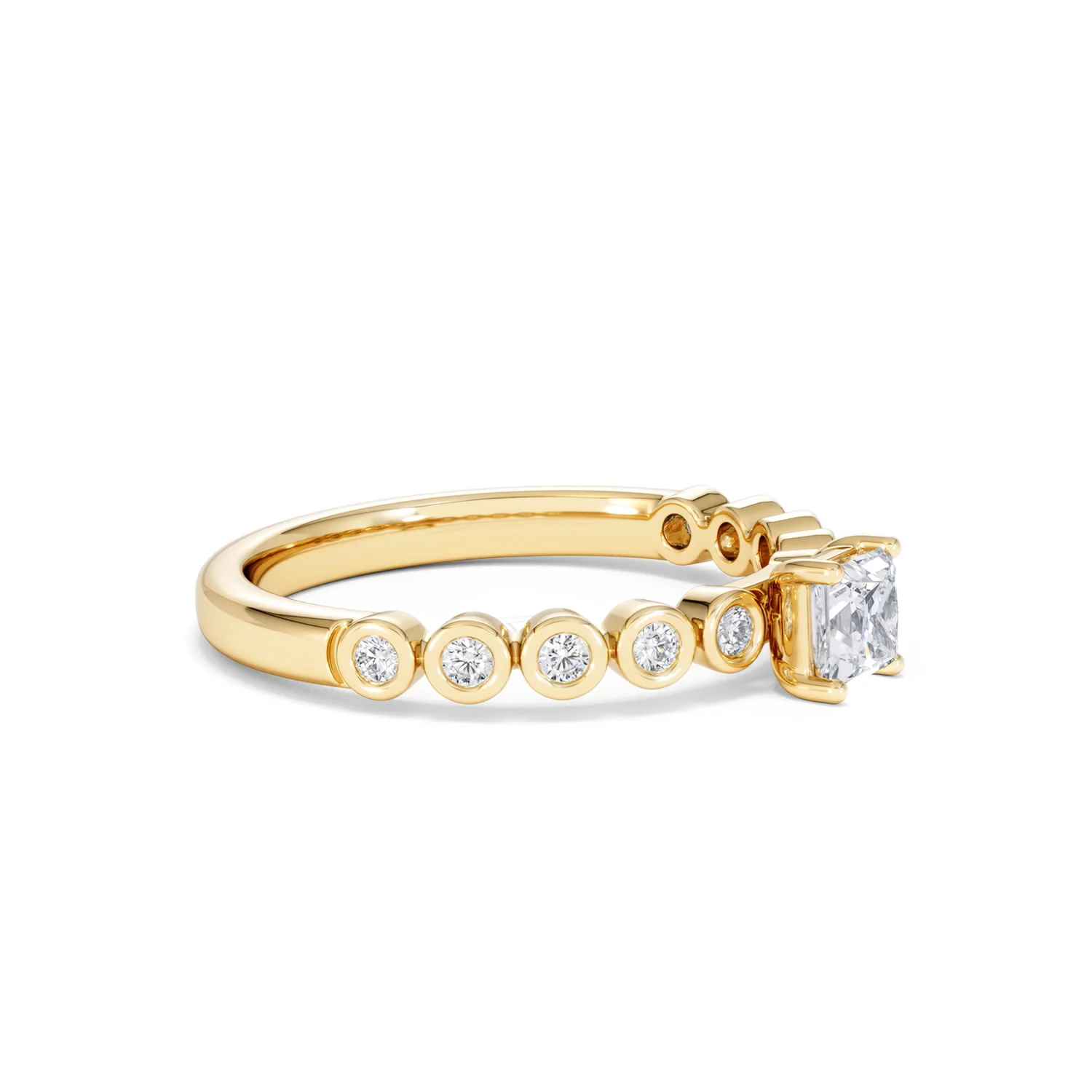 Entwine 0.30ct Princess Cut Lab Diamond Solitaire Engagement Ring with Side Stones in 18K Gold Vermeil - Image 20