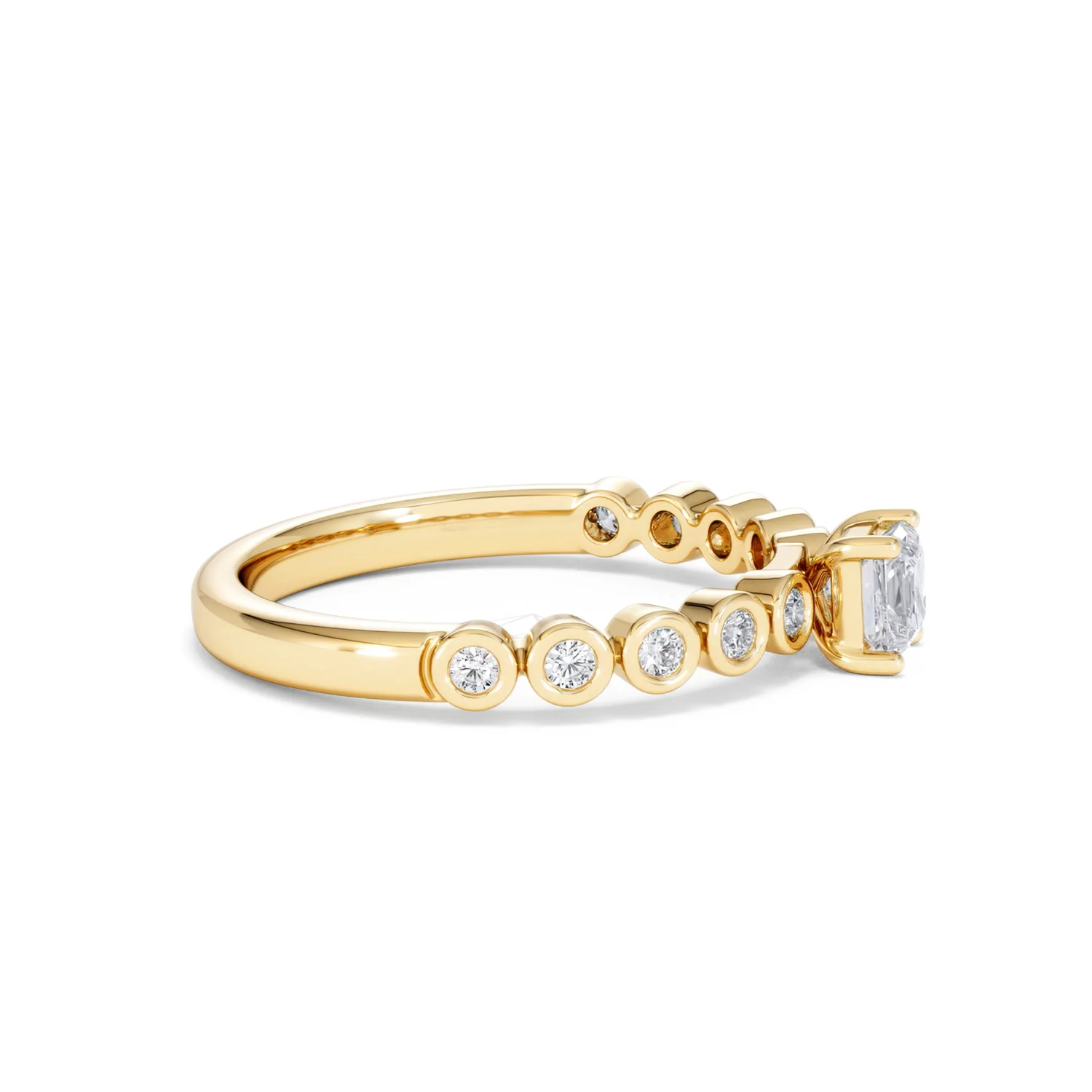 Entwine 0.30ct Princess Cut Lab Diamond Solitaire Engagement Ring with Side Stones in 18K Gold Vermeil - Image 24