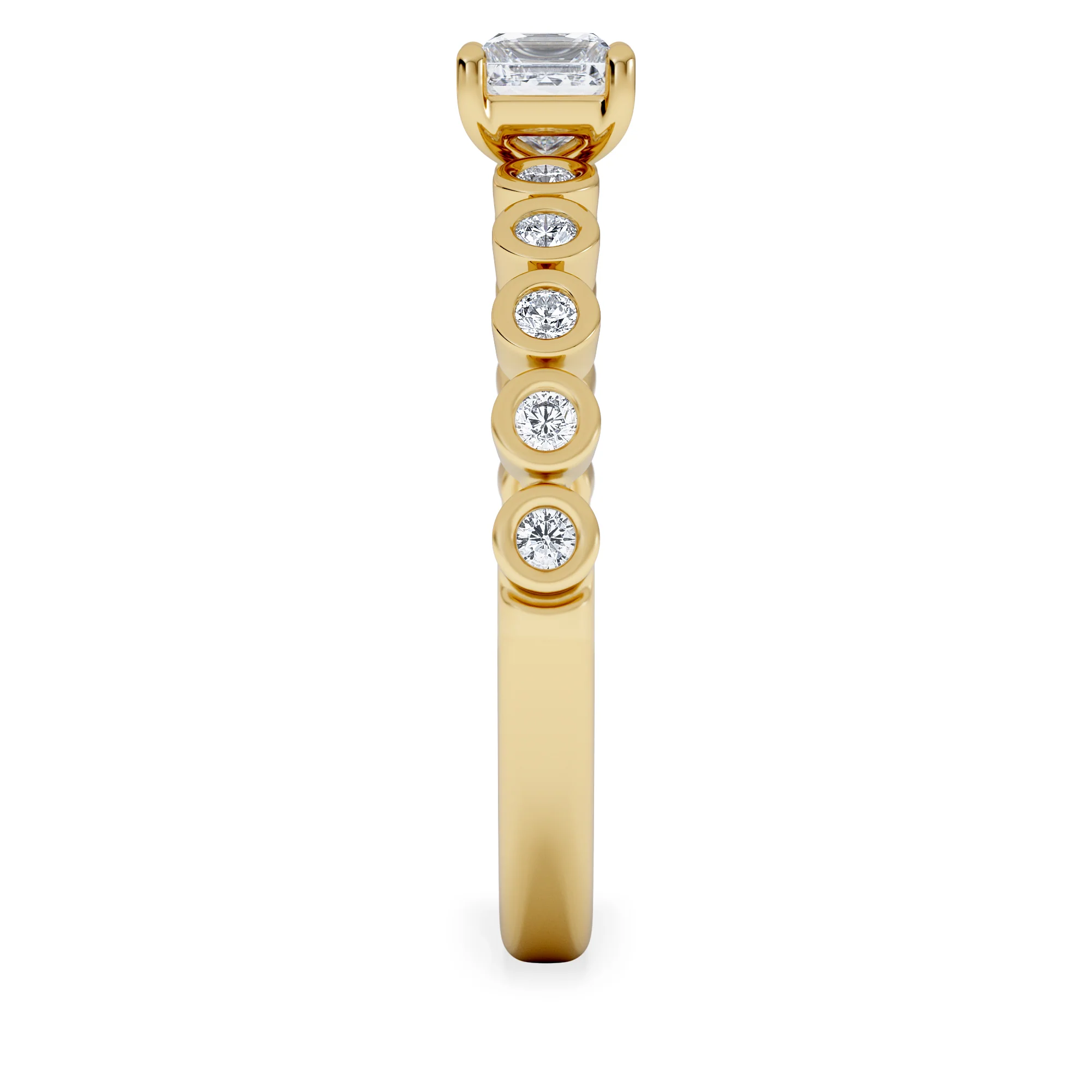 Entwine 0.30ct Princess Cut Lab Diamond Solitaire Engagement Ring with Side Stones in 18K Gold Vermeil - Image 5
