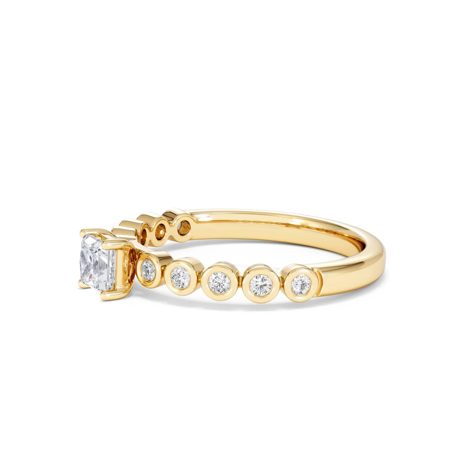 Entwine 0.30ct Princess Cut Lab Diamond Solitaire Engagement Ring with Side Stones in 18K Gold Vermeil - Image 73
