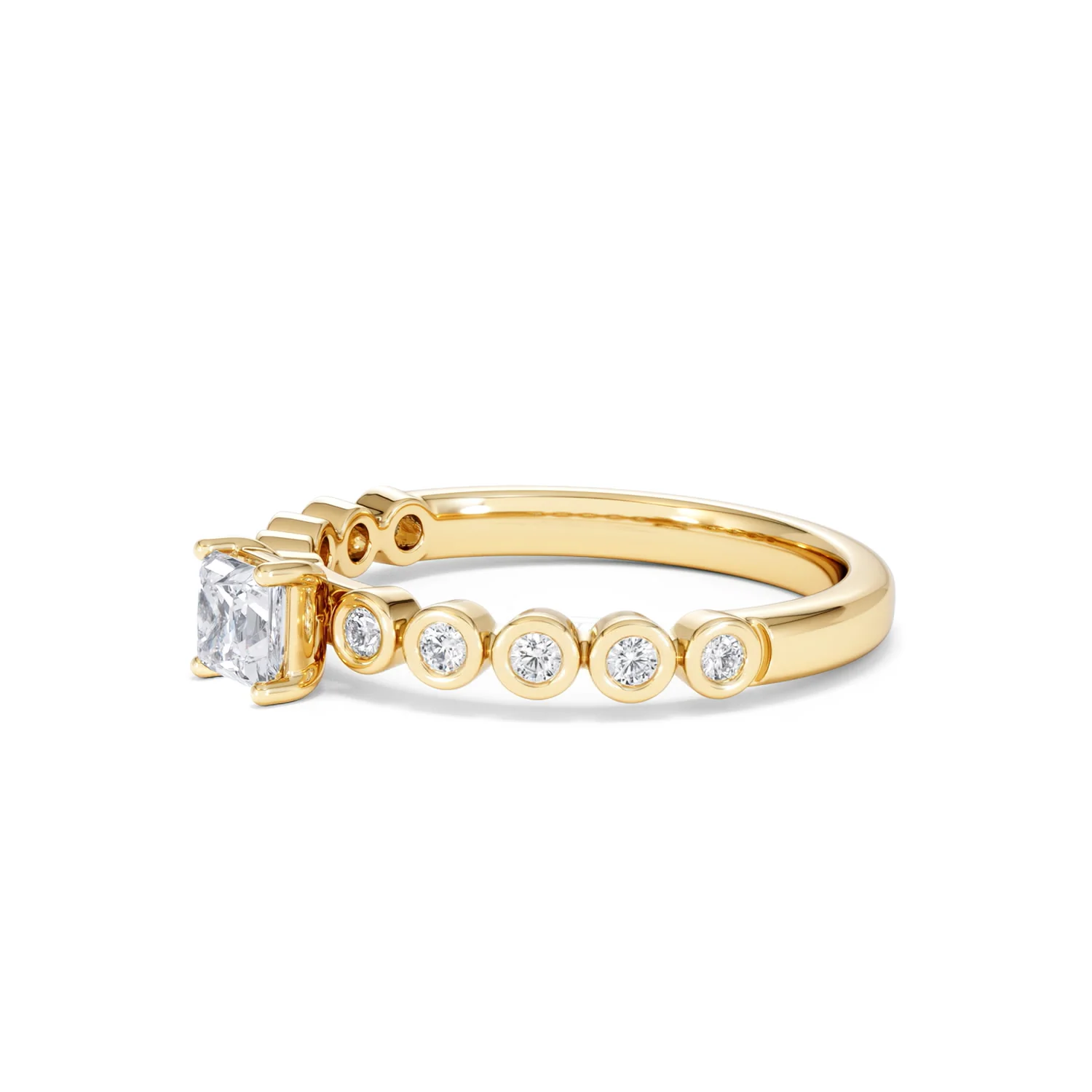 Entwine 0.30ct Princess Cut Lab Diamond Solitaire Engagement Ring with Side Stones in 18K Gold Vermeil - Image 74