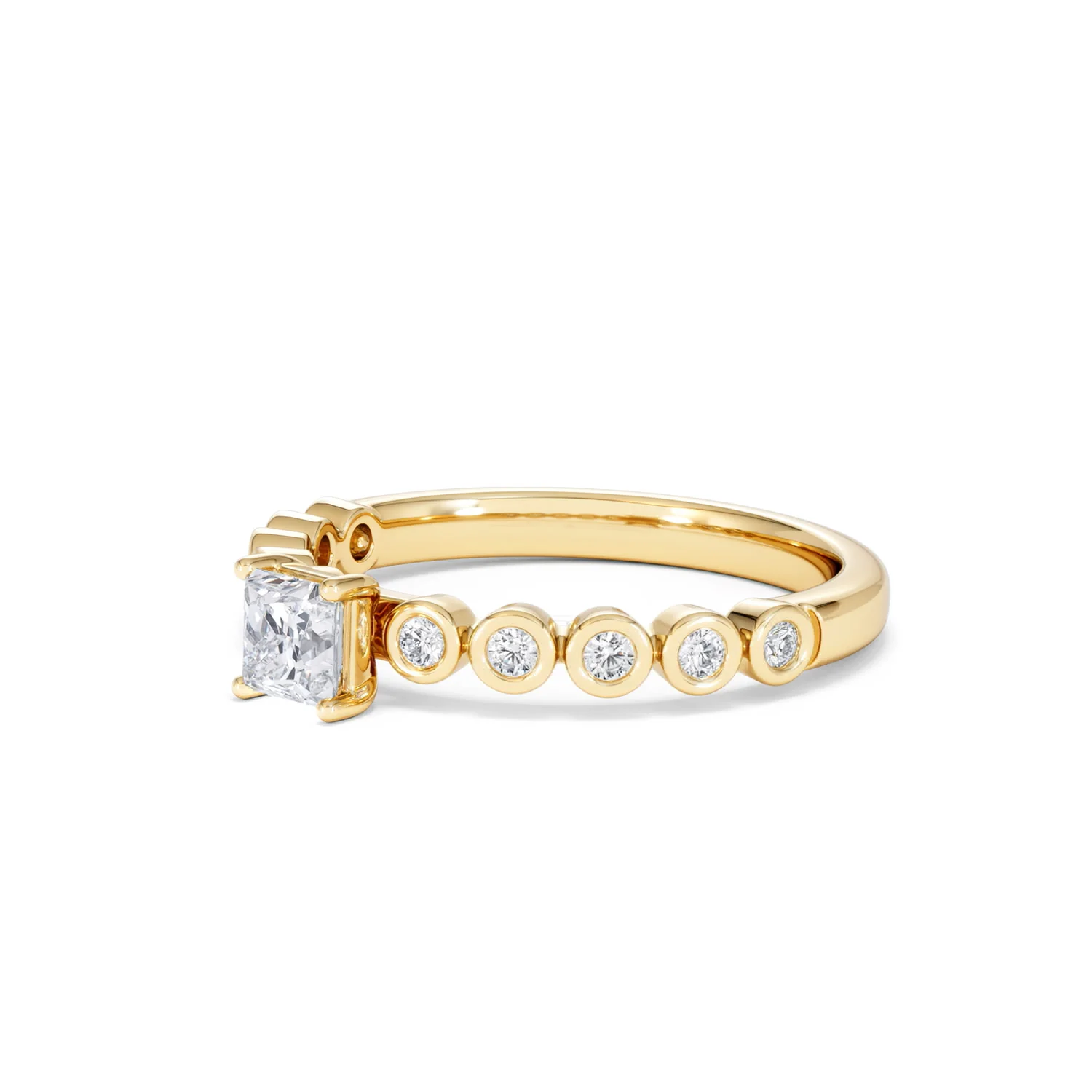 Entwine 0.30ct Princess Cut Lab Diamond Solitaire Engagement Ring with Side Stones in 18K Gold Vermeil - Image 77