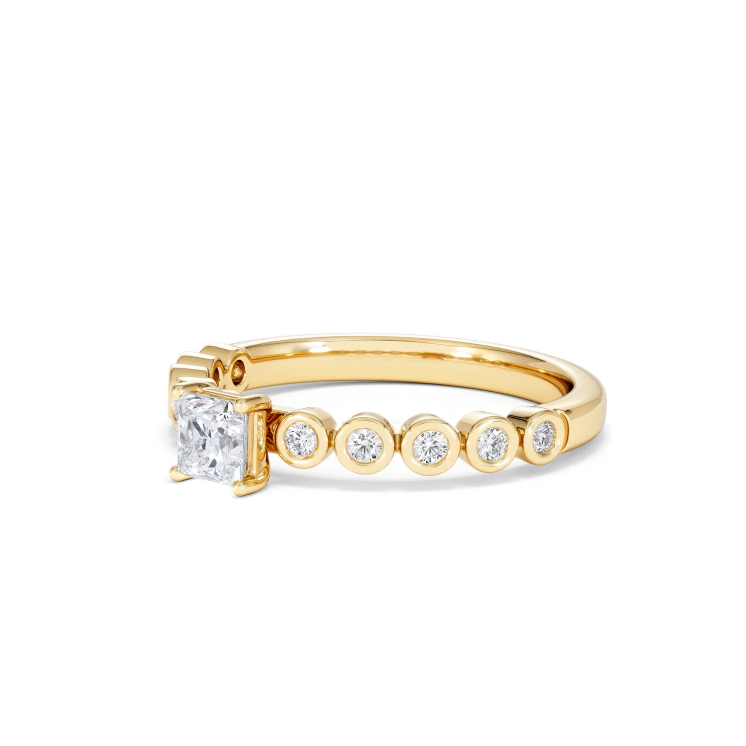 Entwine 0.30ct Princess Cut Lab Diamond Solitaire Engagement Ring with Side Stones in 18K Gold Vermeil - Image 78