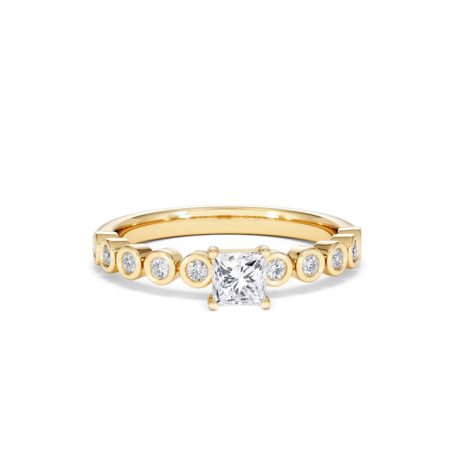 Entwine 0.30ct Princess Cut Lab Diamond Solitaire Engagement Ring with Side Stones in 18K Gold Vermeil - Image 8