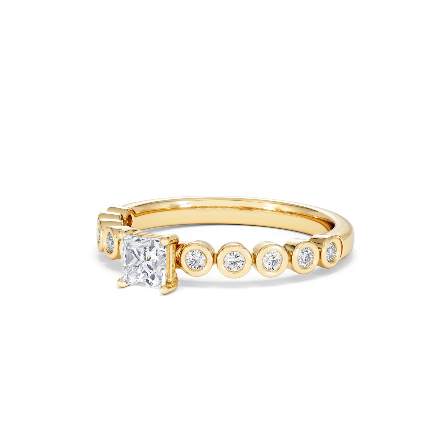 Entwine 0.30ct Princess Cut Lab Diamond Solitaire Engagement Ring with Side Stones in 18K Gold Vermeil - Image 80