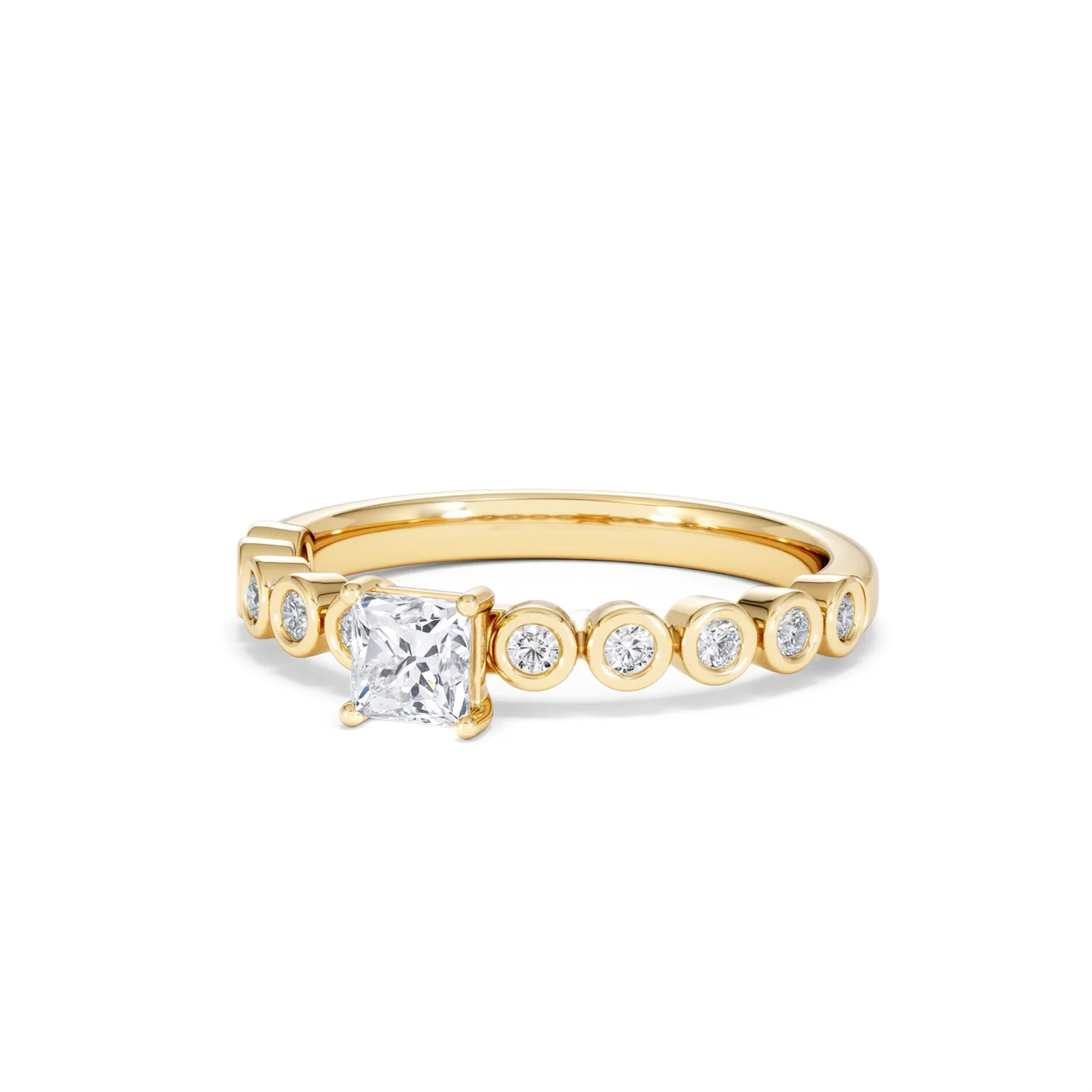 Entwine 0.30ct Princess Cut Lab Diamond Solitaire Engagement Ring with Side Stones in 18K Gold Vermeil - Image 82