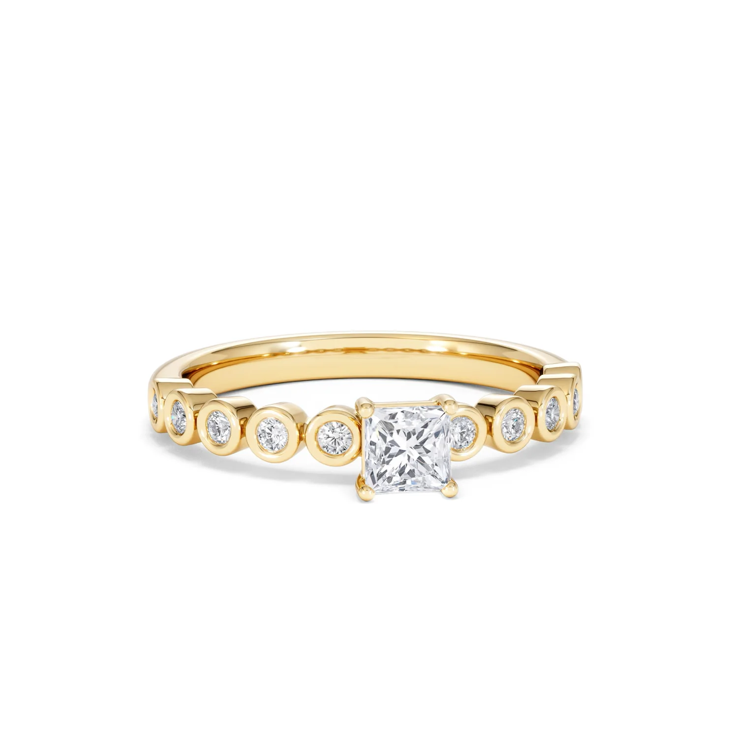 Entwine 0.30ct Princess Cut Lab Diamond Solitaire Engagement Ring with Side Stones in 18K Gold Vermeil - Image 9