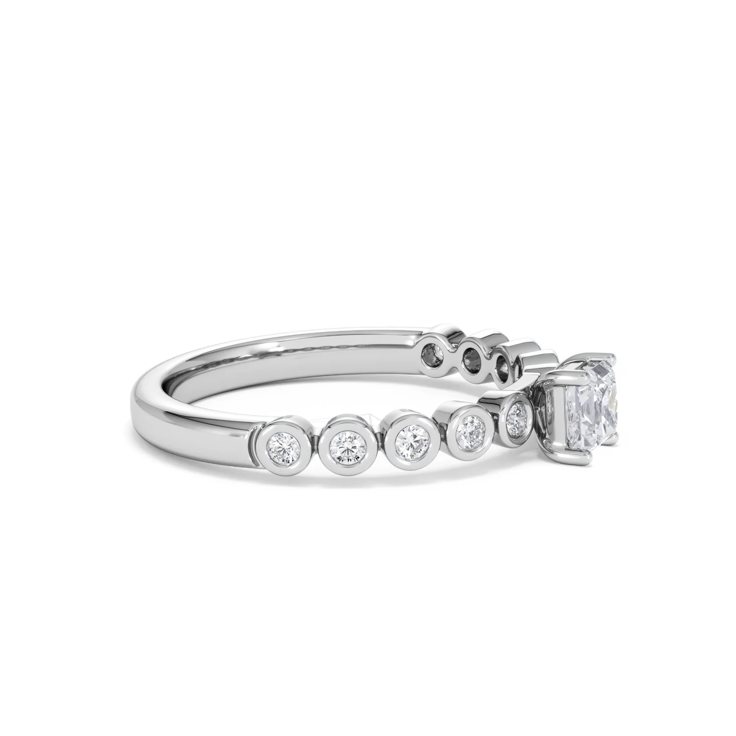 Entwine 0.30ct Princess Cut Lab Diamond Solitaire Engagement Ring with Side Stones in Sterling Silver - Image 22