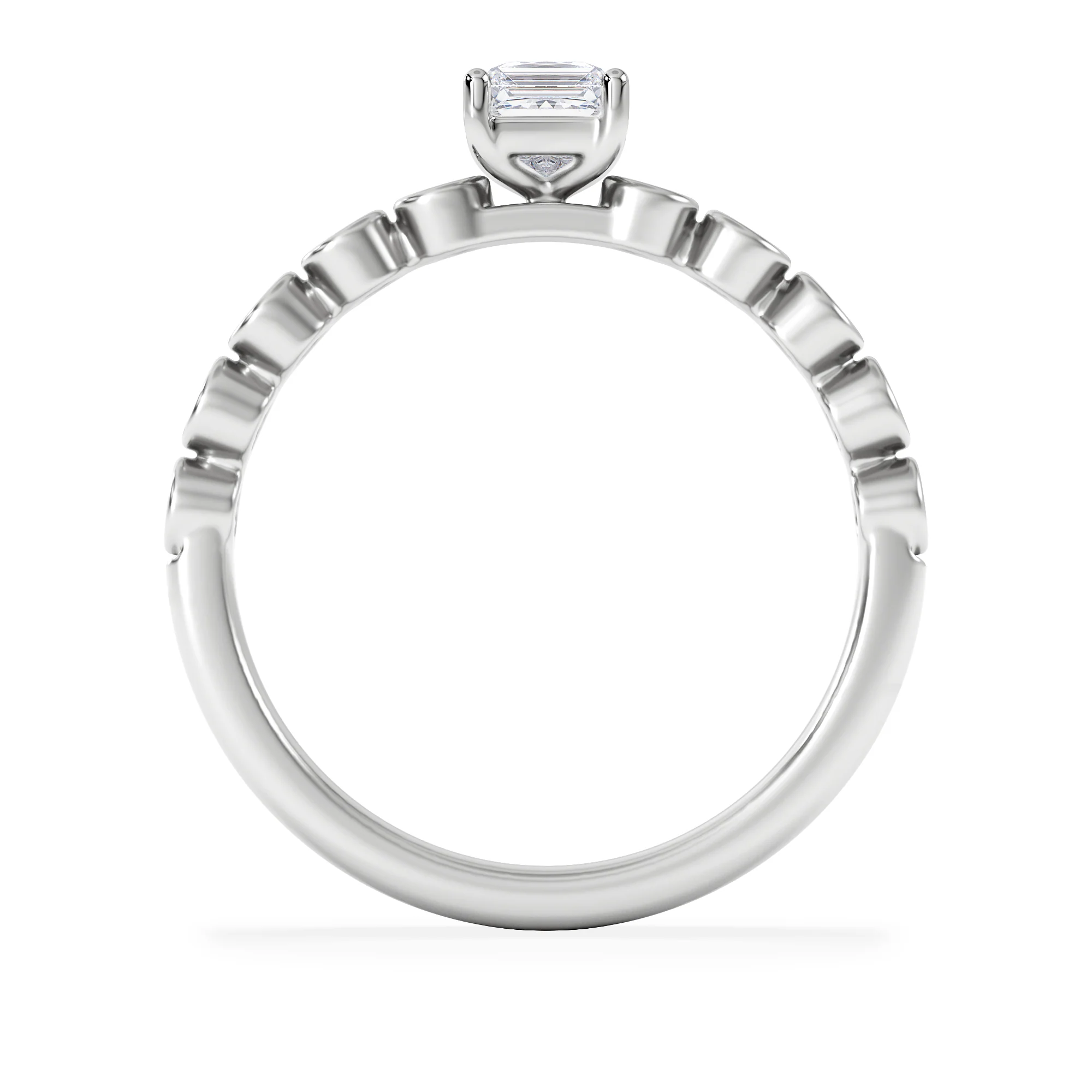Entwine 0.30ct Princess Cut Lab Diamond Solitaire Engagement Ring with Side Stones in Sterling Silver - Image 3
