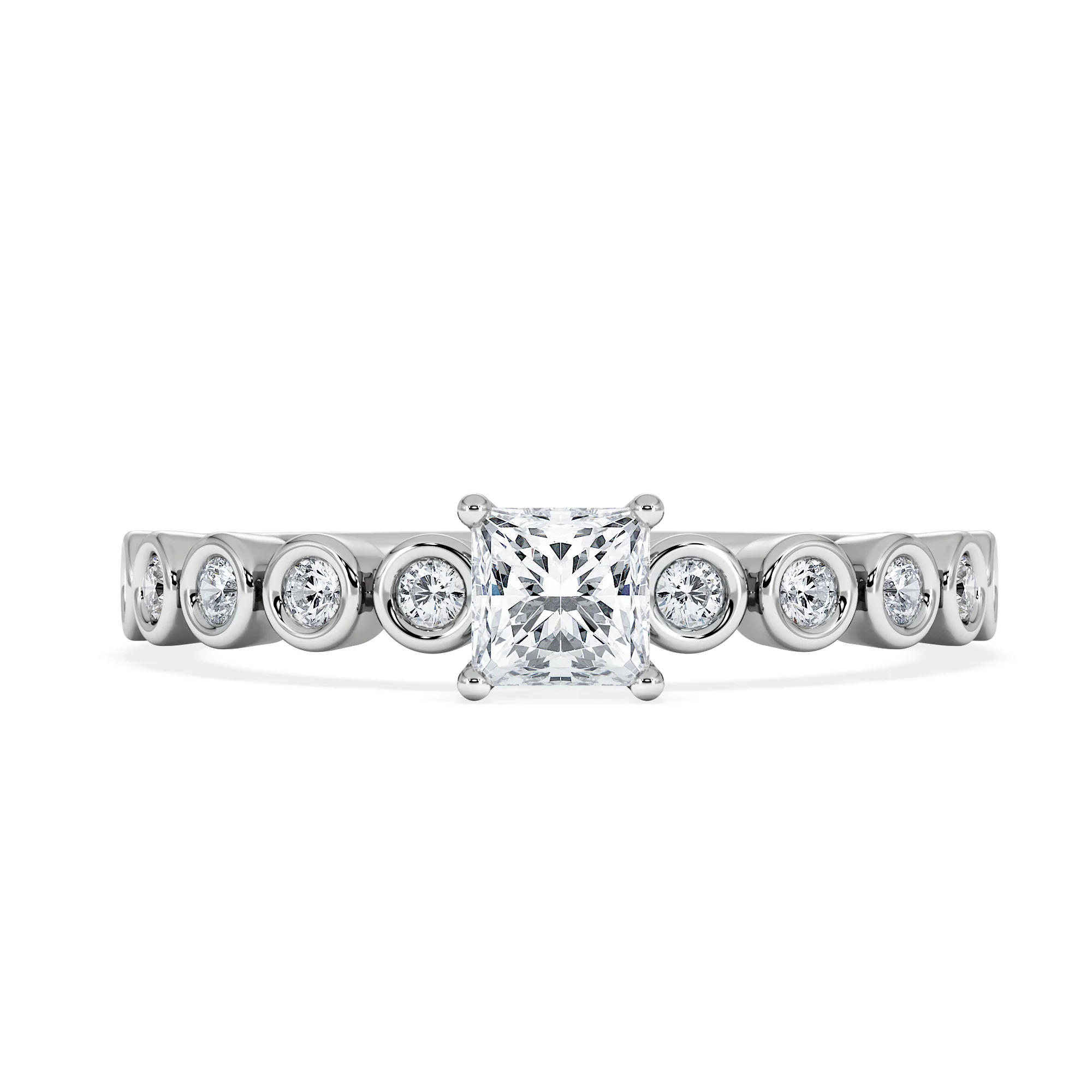 Entwine 0.30ct Princess Cut Lab Diamond Solitaire Engagement Ring with Side Stones in Sterling Silver - Image 6