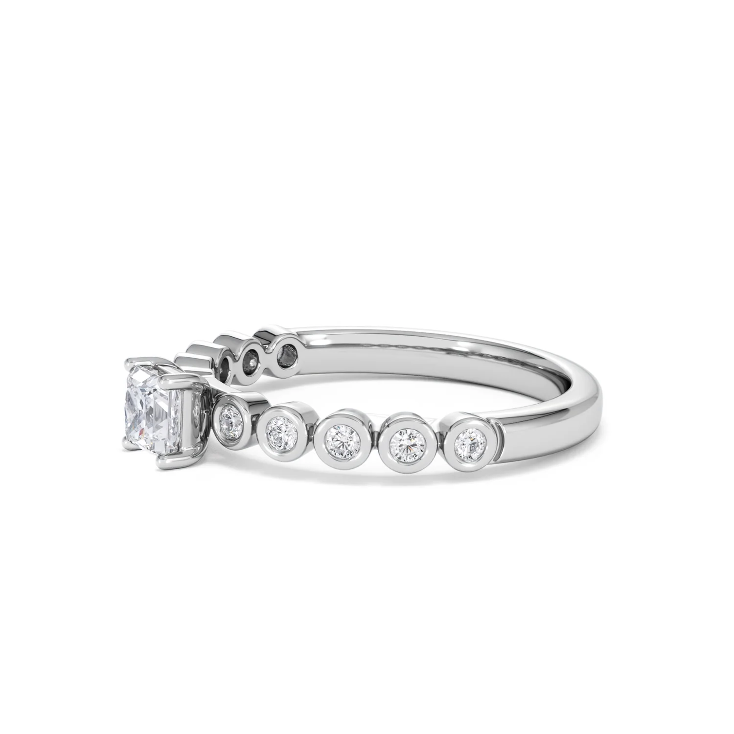 Entwine 0.30ct Princess Cut Lab Diamond Solitaire Engagement Ring with Side Stones in Sterling Silver - Image 73