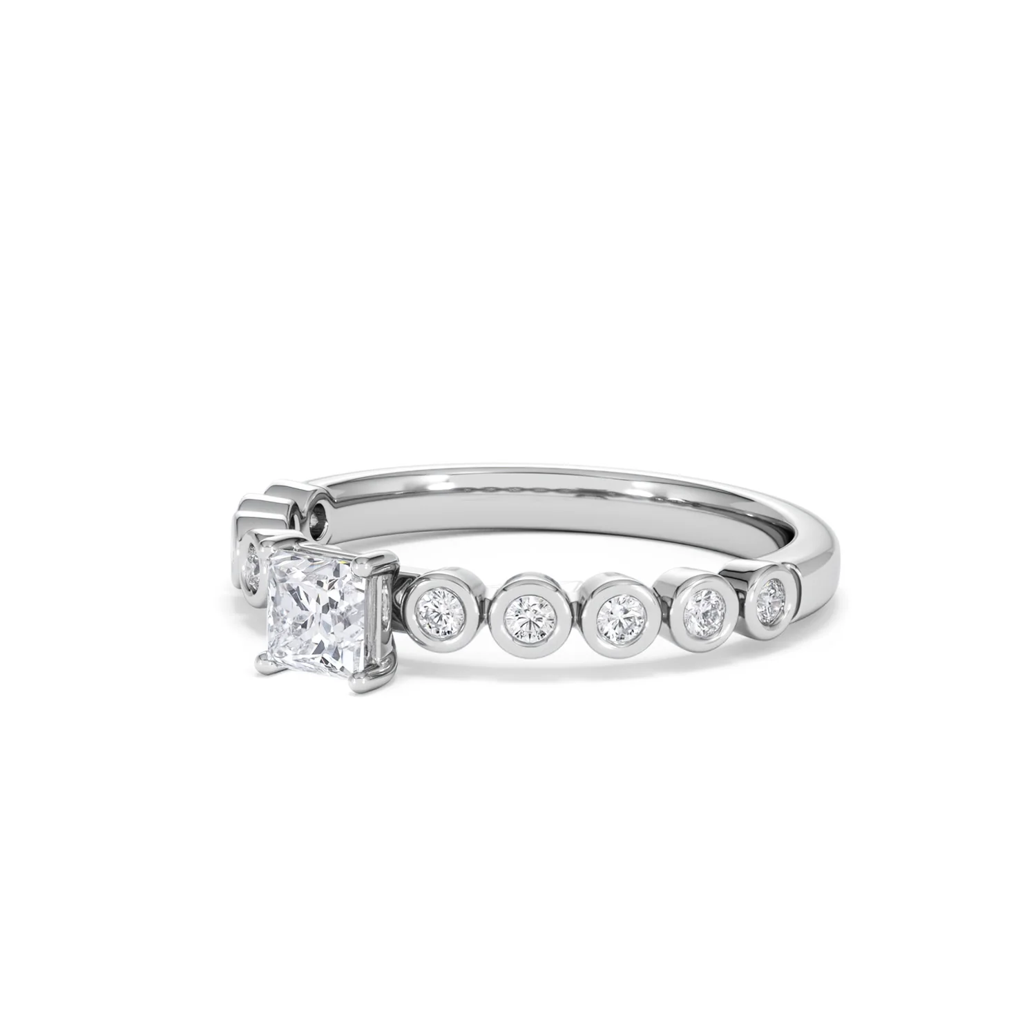 Entwine 0.30ct Princess Cut Lab Diamond Solitaire Engagement Ring with Side Stones in Sterling Silver - Image 79