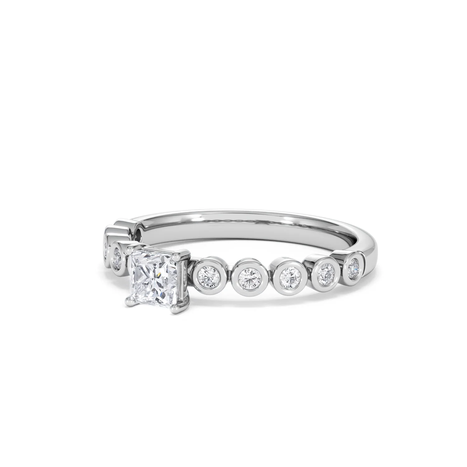 Entwine 0.30ct Princess Cut Lab Diamond Solitaire Engagement Ring with Side Stones in Sterling Silver - Image 80