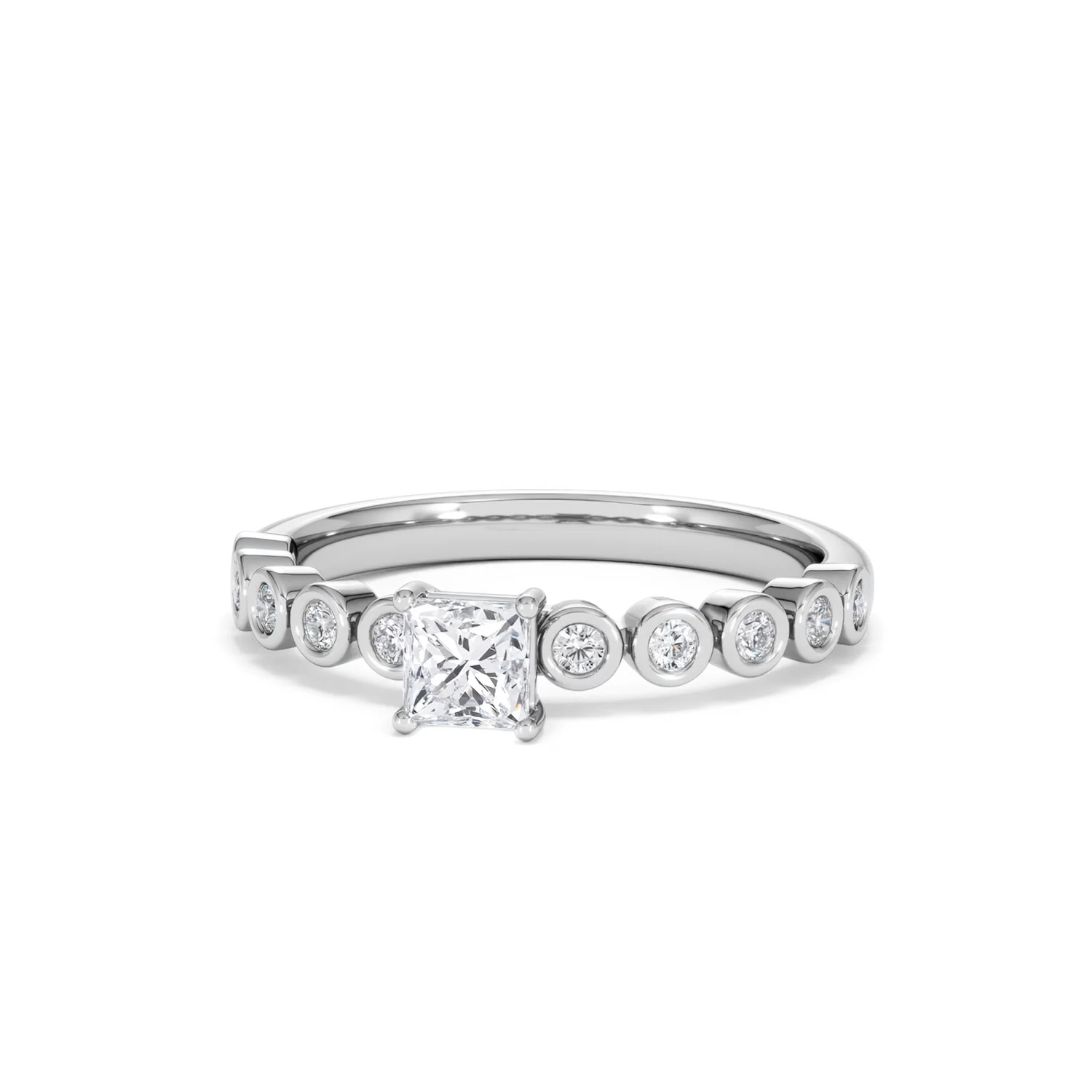 Entwine 0.30ct Princess Cut Lab Diamond Solitaire Engagement Ring with Side Stones in Sterling Silver - Image 84