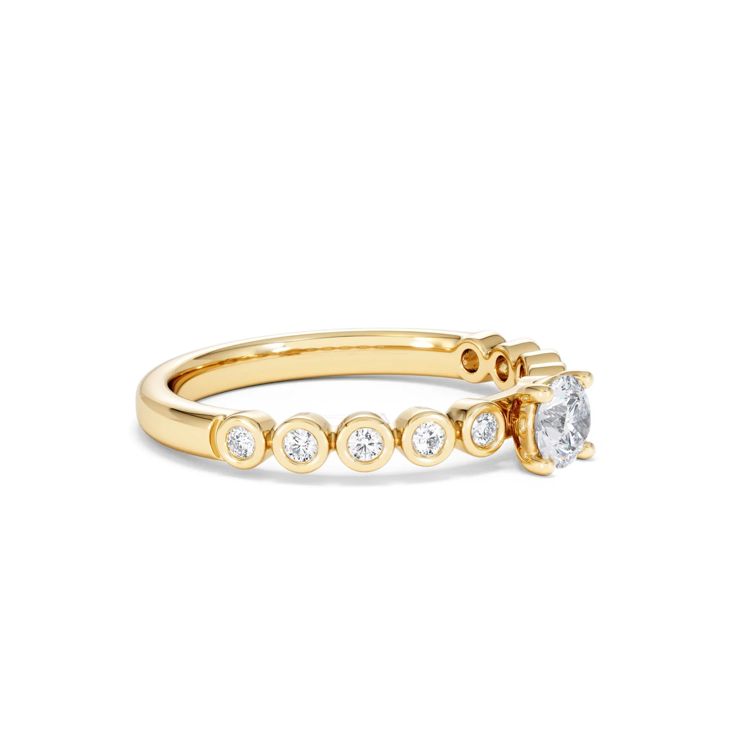 Entwine 0.30ct Round Cut Lab Diamond Solitaire Engagement Ring with Side Stones in 18K Gold Vermeil - Image 19