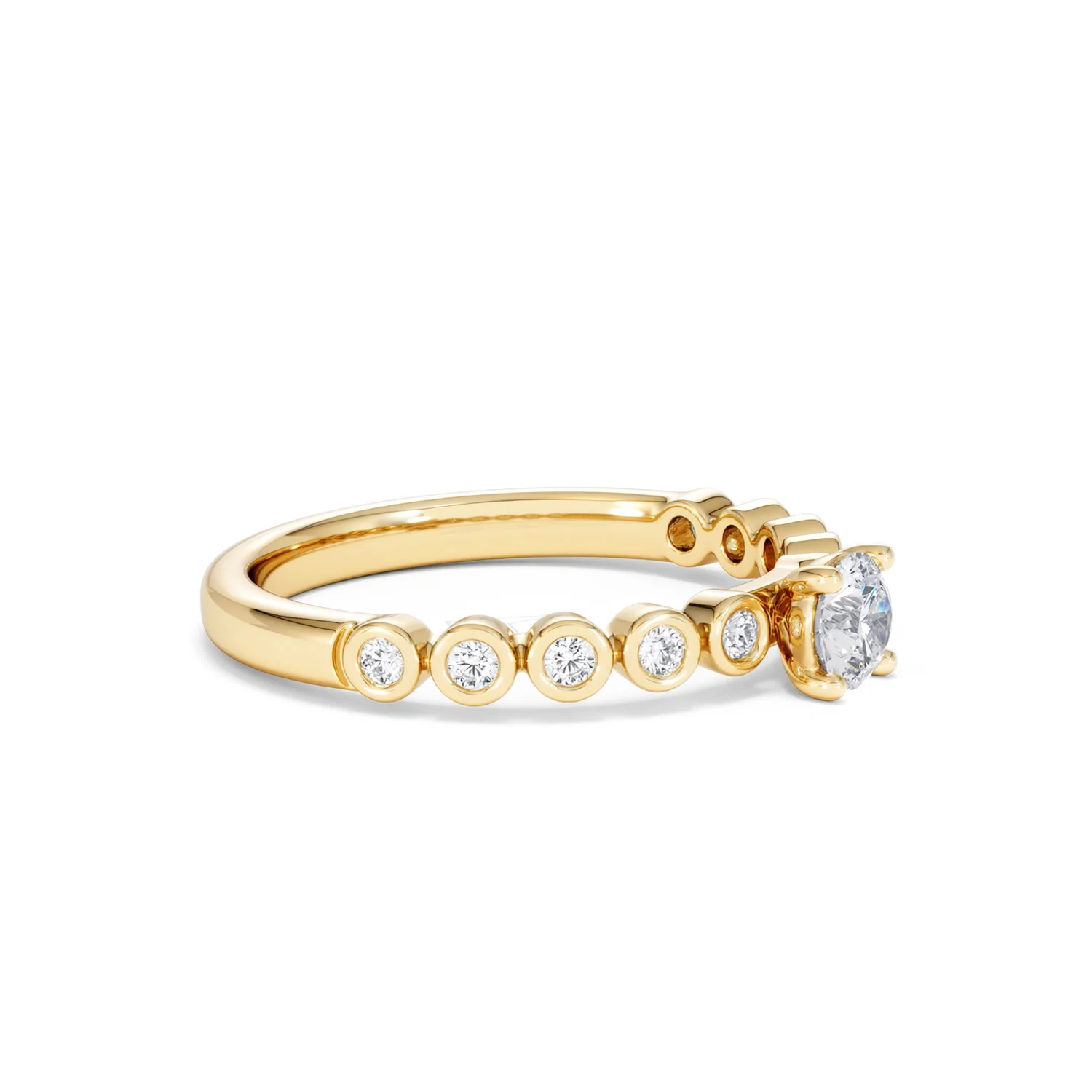 Entwine 0.30ct Round Cut Lab Diamond Solitaire Engagement Ring with Side Stones in 18K Gold Vermeil - Image 20