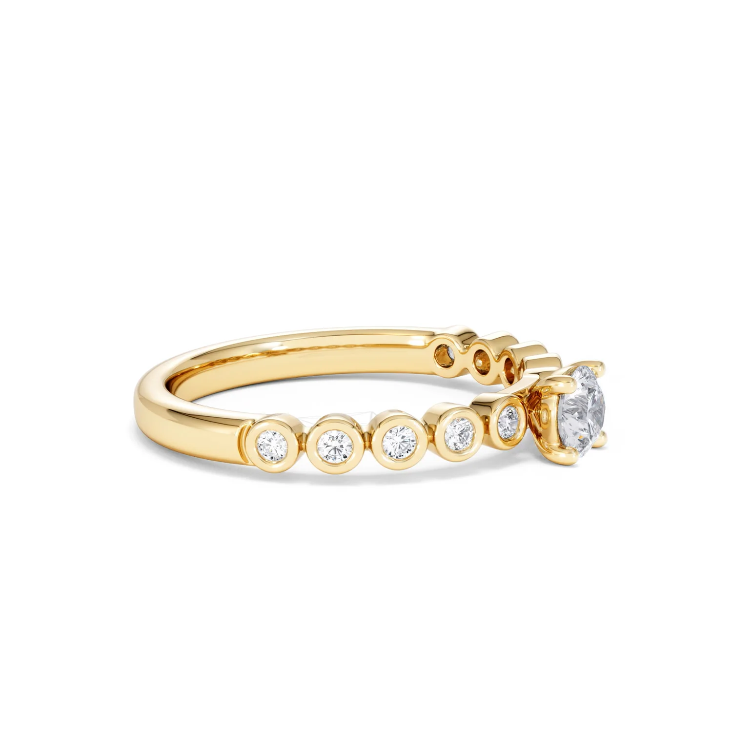 Entwine 0.30ct Round Cut Lab Diamond Solitaire Engagement Ring with Side Stones in 18K Gold Vermeil - Image 21