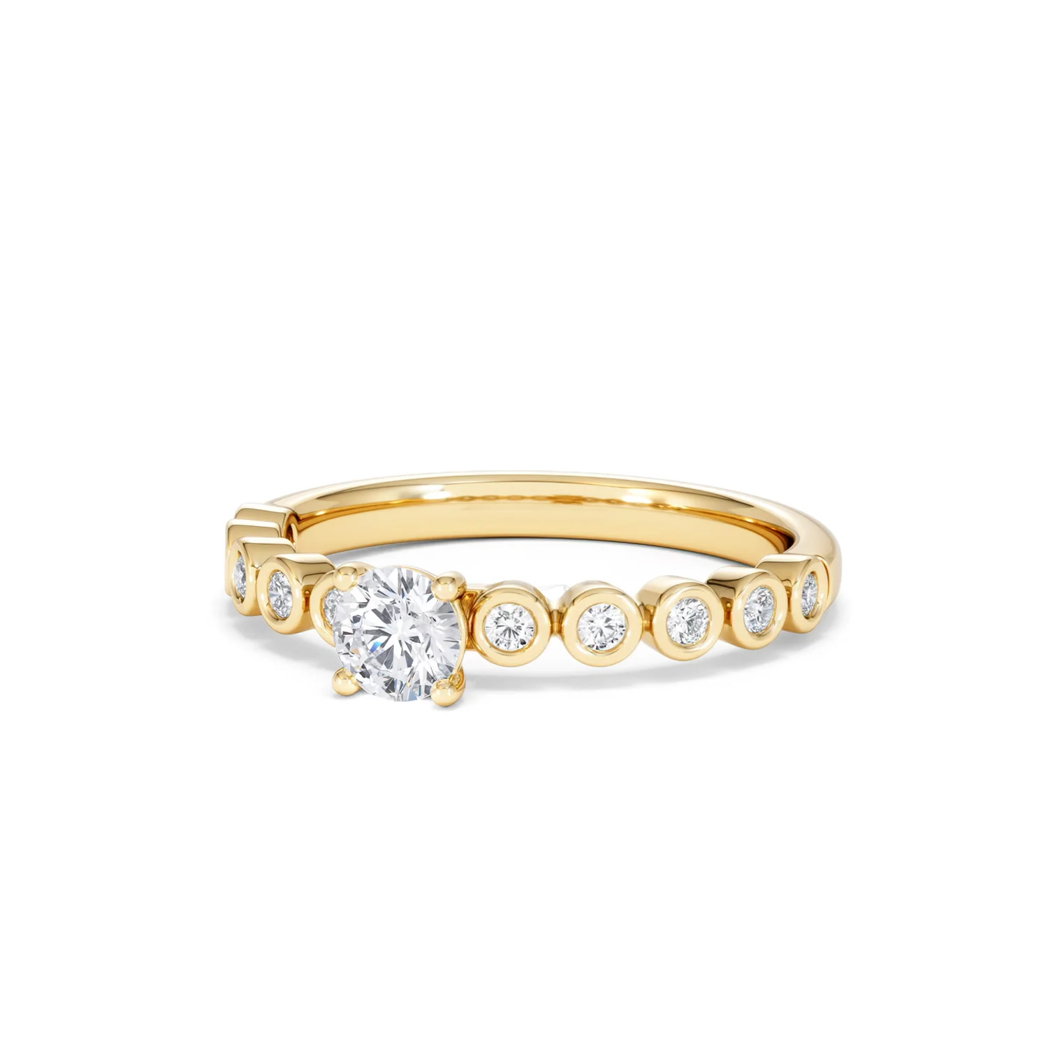 Entwine 0.30ct Round Cut Lab Diamond Solitaire Engagement Ring with Side Stones in 18K Gold Vermeil - Image 82