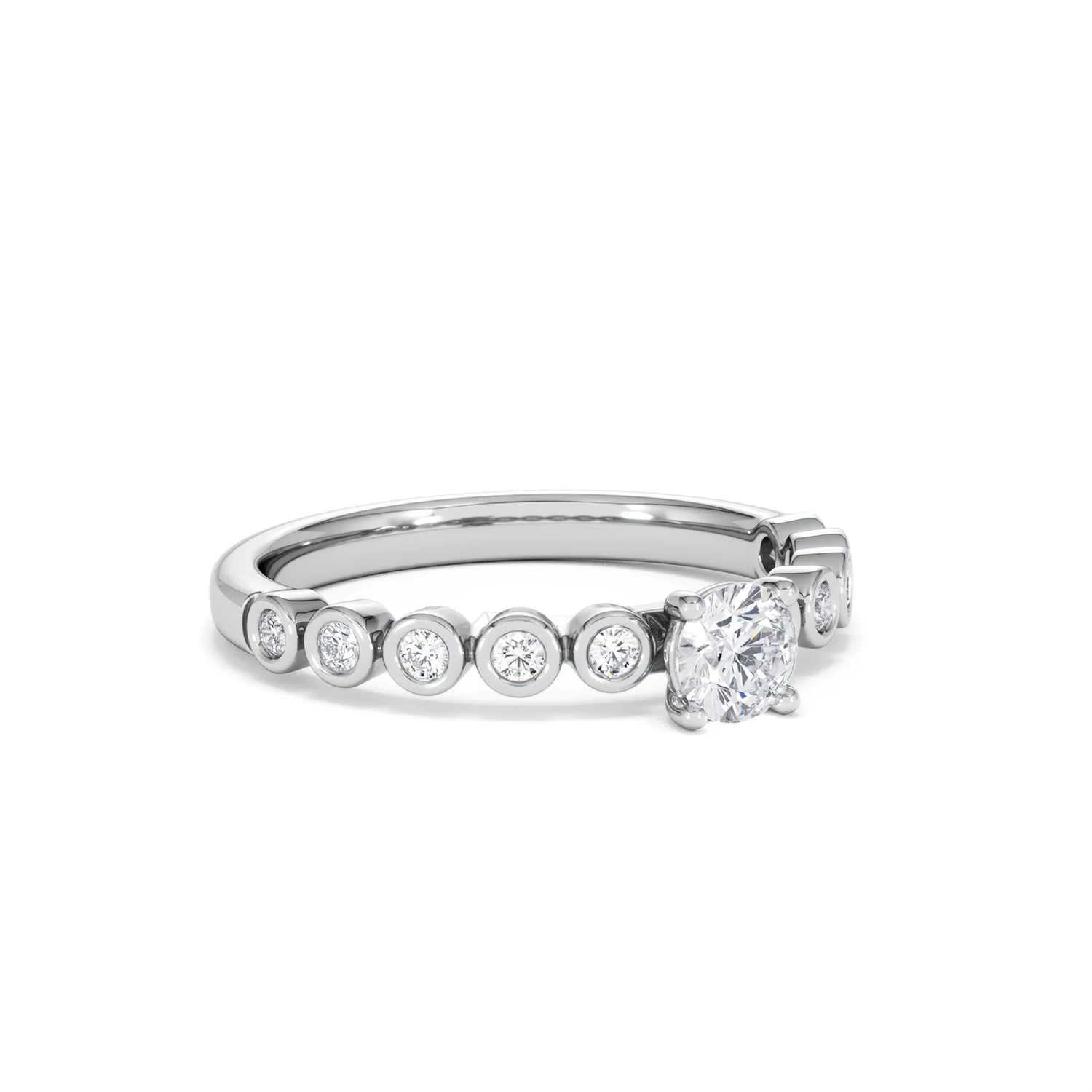 Entwine 0.30ct Round Cut Lab Diamond Solitaire Engagement Ring with Side Stones in Sterling Silver - Image 14