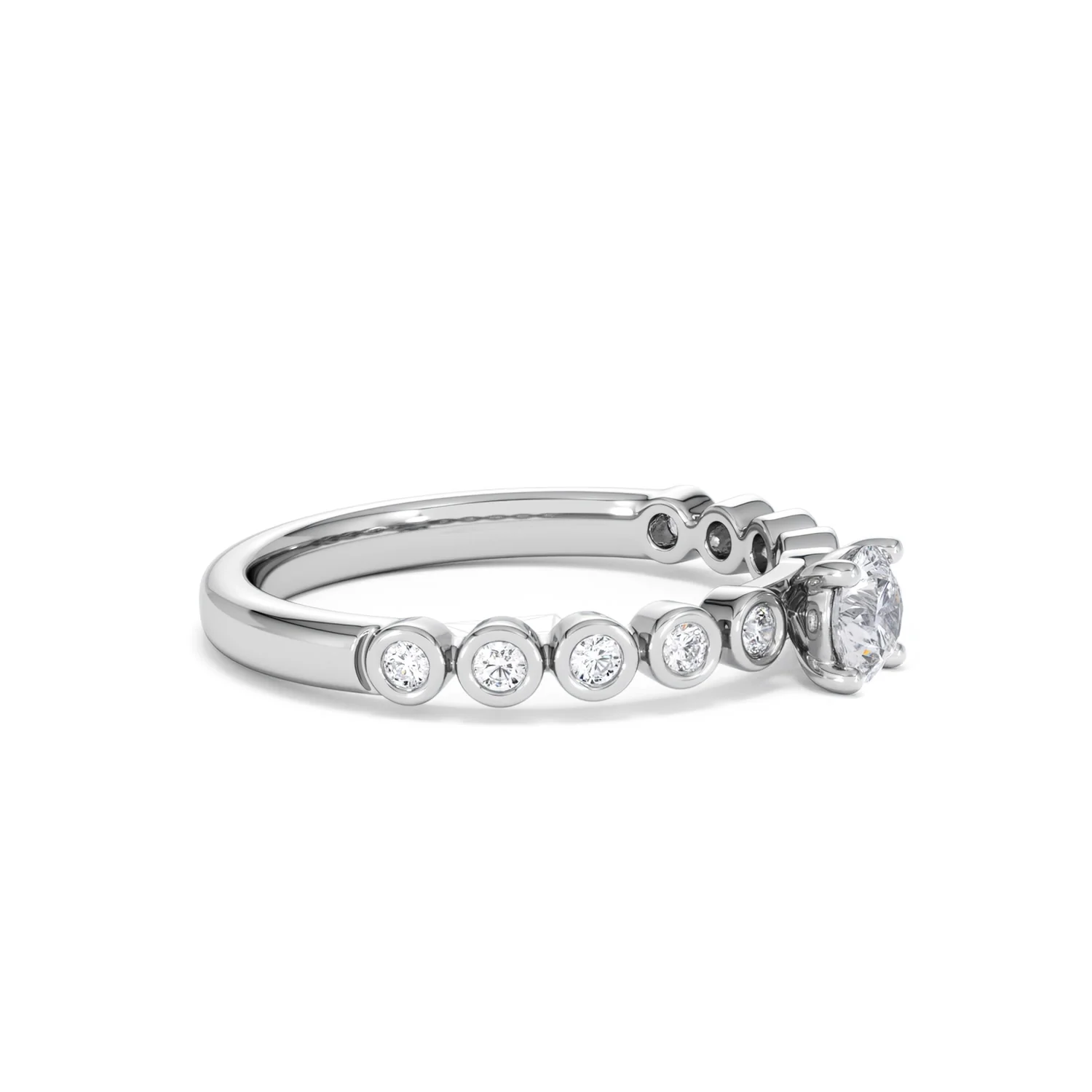 Entwine 0.30ct Round Cut Lab Diamond Solitaire Engagement Ring with Side Stones in Sterling Silver - Image 21