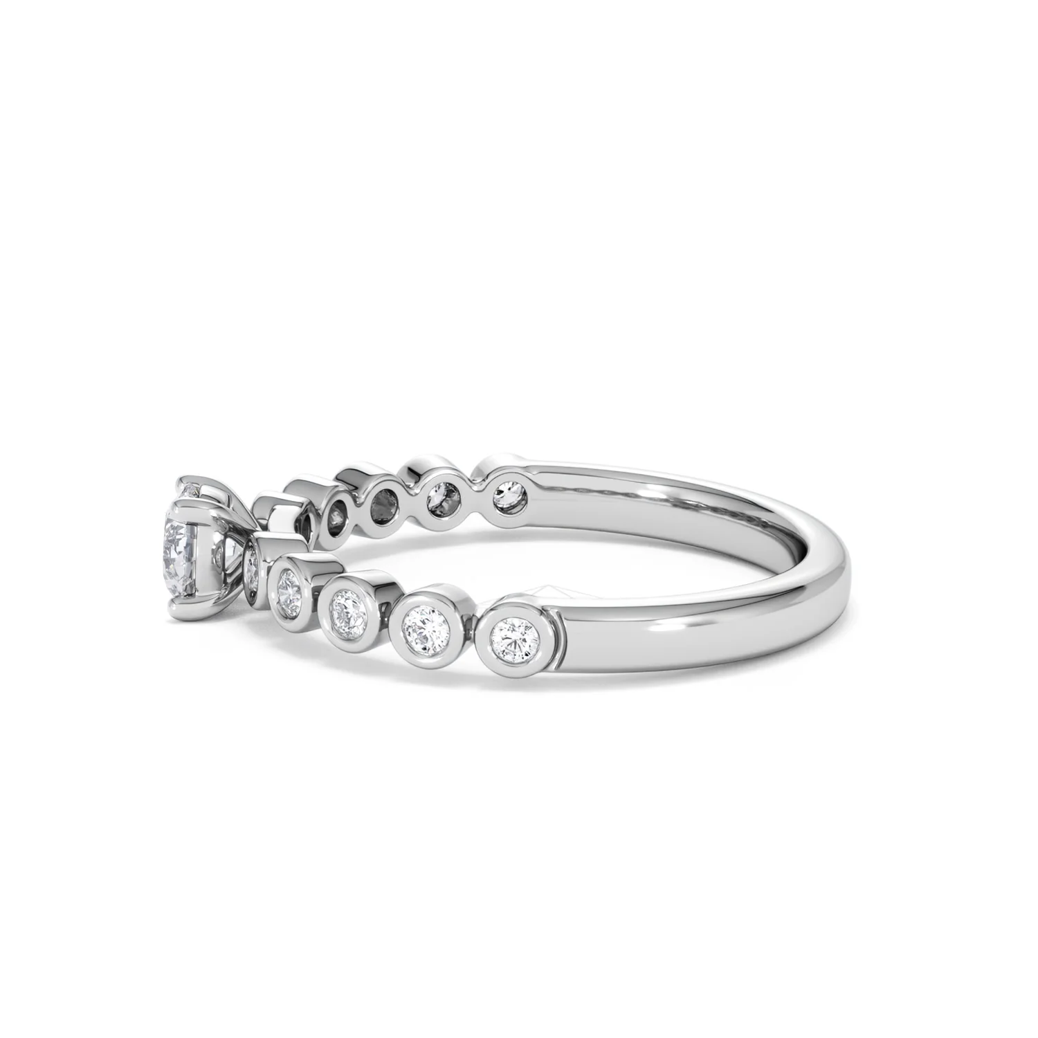 Entwine 0.30ct Round Cut Lab Diamond Solitaire Engagement Ring with Side Stones in Sterling Silver - Image 67
