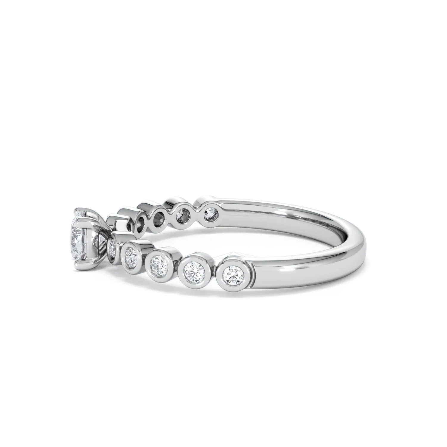 Entwine 0.30ct Round Cut Lab Diamond Solitaire Engagement Ring with Side Stones in Sterling Silver - Image 68