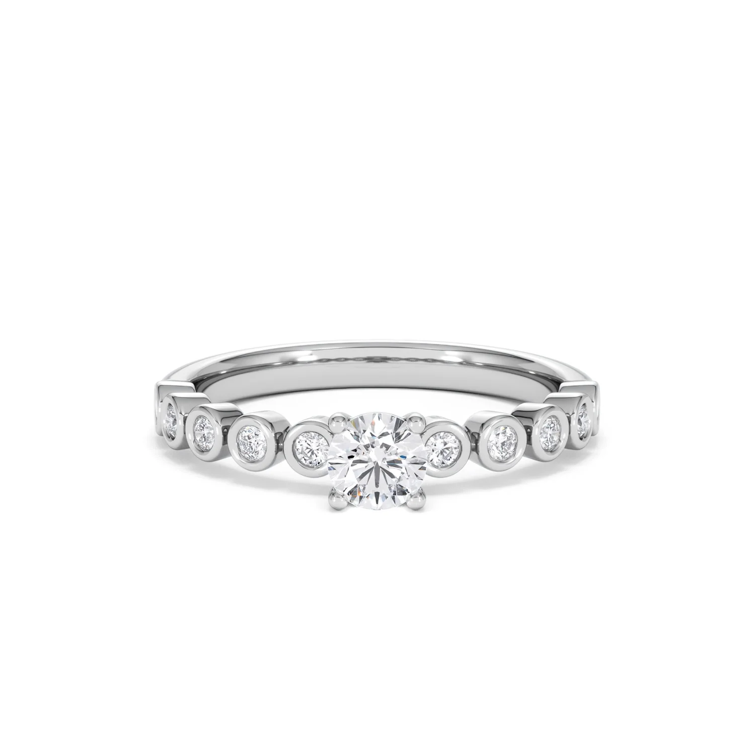 Entwine 0.30ct Round Cut Lab Diamond Solitaire Engagement Ring with Side Stones in Sterling Silver - Image 7