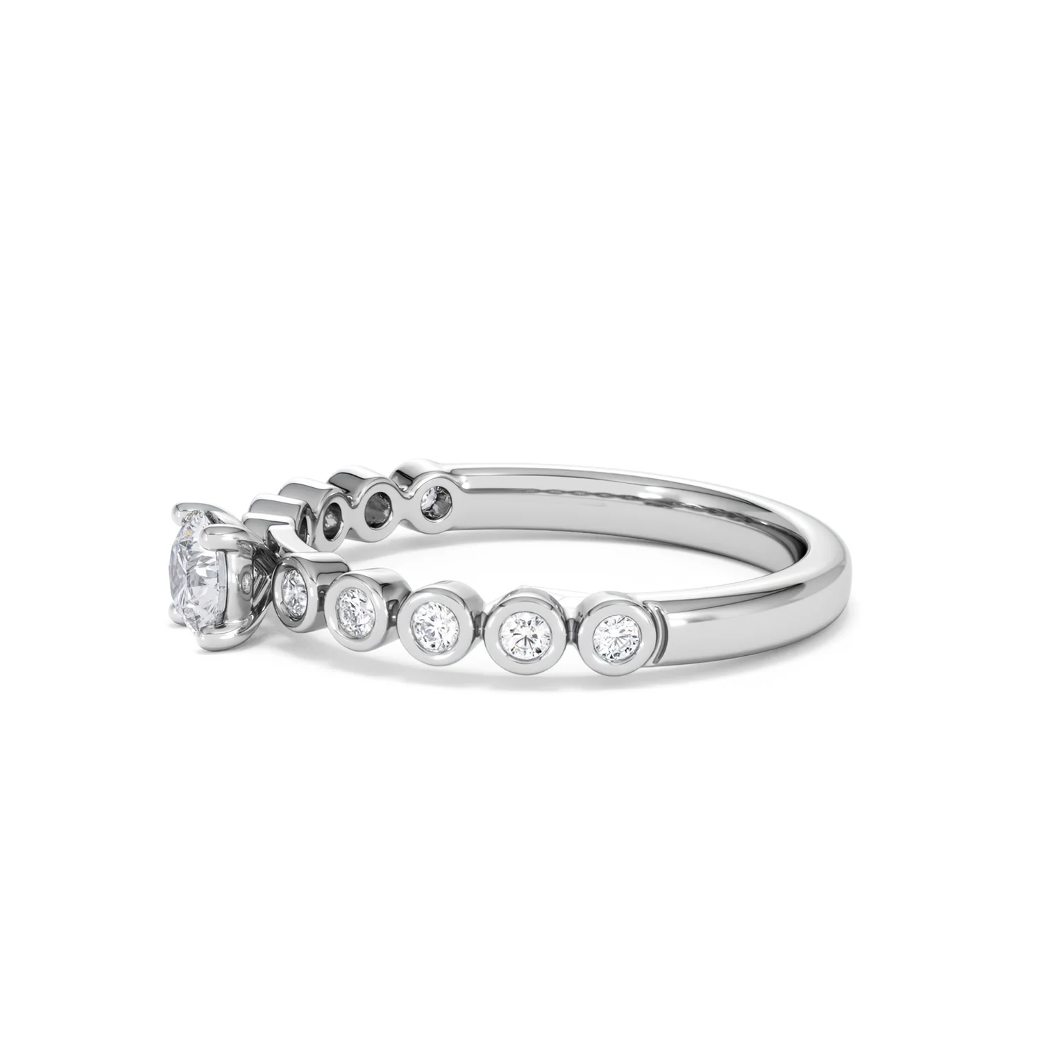 Entwine 0.30ct Round Cut Lab Diamond Solitaire Engagement Ring with Side Stones in Sterling Silver - Image 71