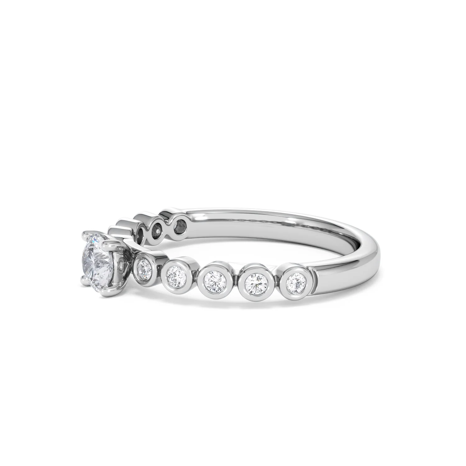 Entwine 0.30ct Round Cut Lab Diamond Solitaire Engagement Ring with Side Stones in Sterling Silver - Image 73