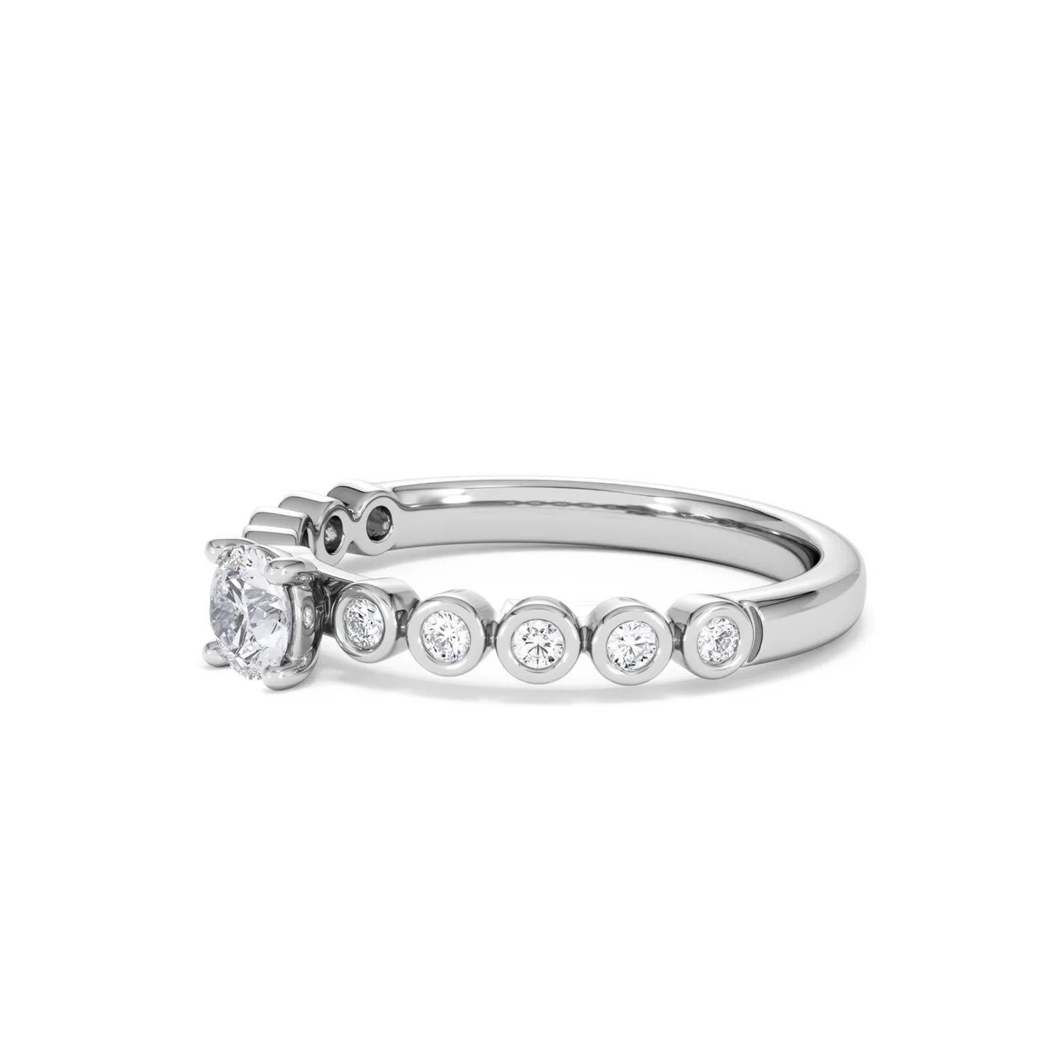 Entwine 0.30ct Round Cut Lab Diamond Solitaire Engagement Ring with Side Stones in Sterling Silver - Image 75