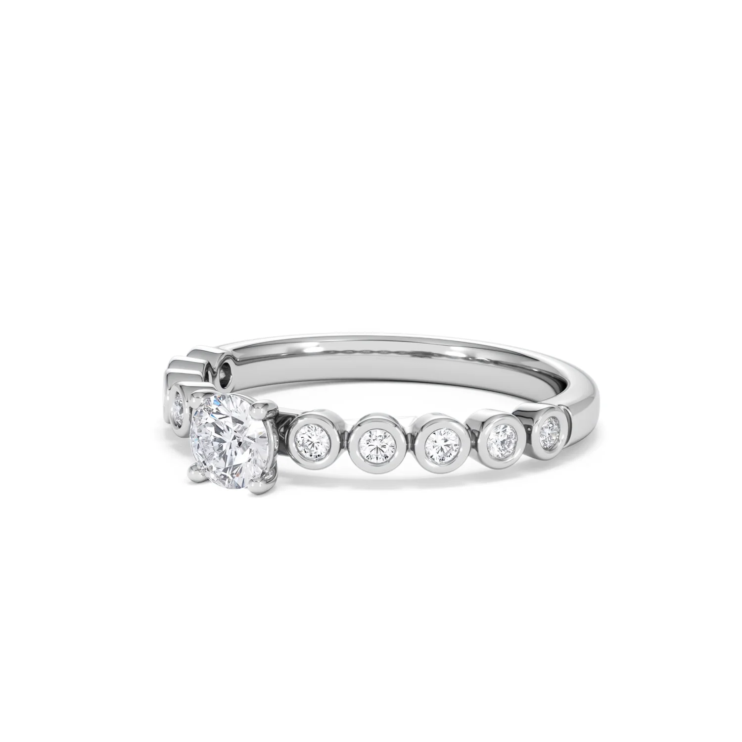 Entwine 0.30ct Round Cut Lab Diamond Solitaire Engagement Ring with Side Stones in Sterling Silver - Image 79