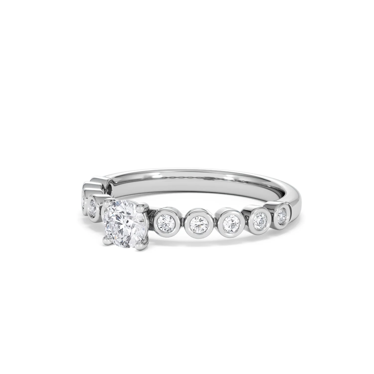 Entwine 0.30ct Round Cut Lab Diamond Solitaire Engagement Ring with Side Stones in Sterling Silver - Image 80