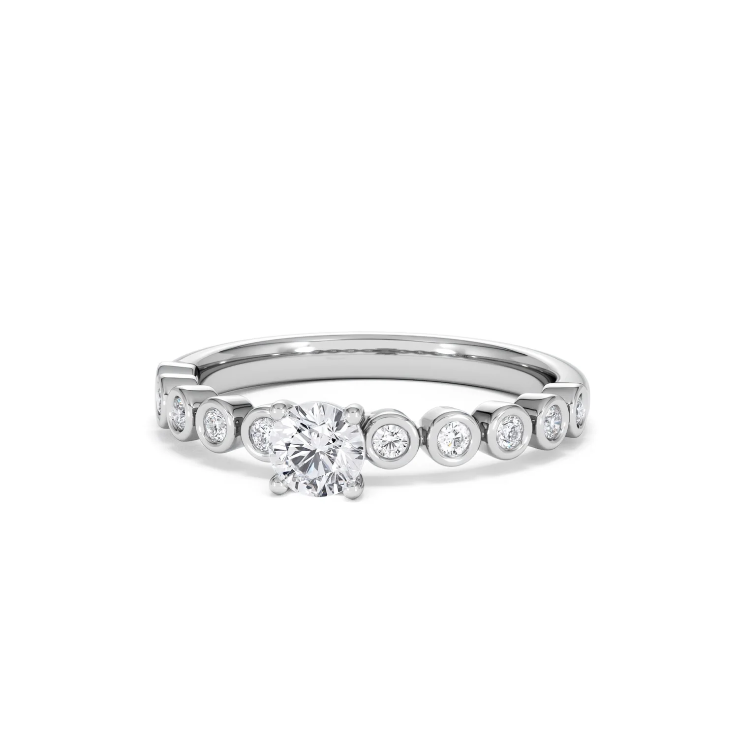 Entwine 0.30ct Round Cut Lab Diamond Solitaire Engagement Ring with Side Stones in Sterling Silver - Image 84