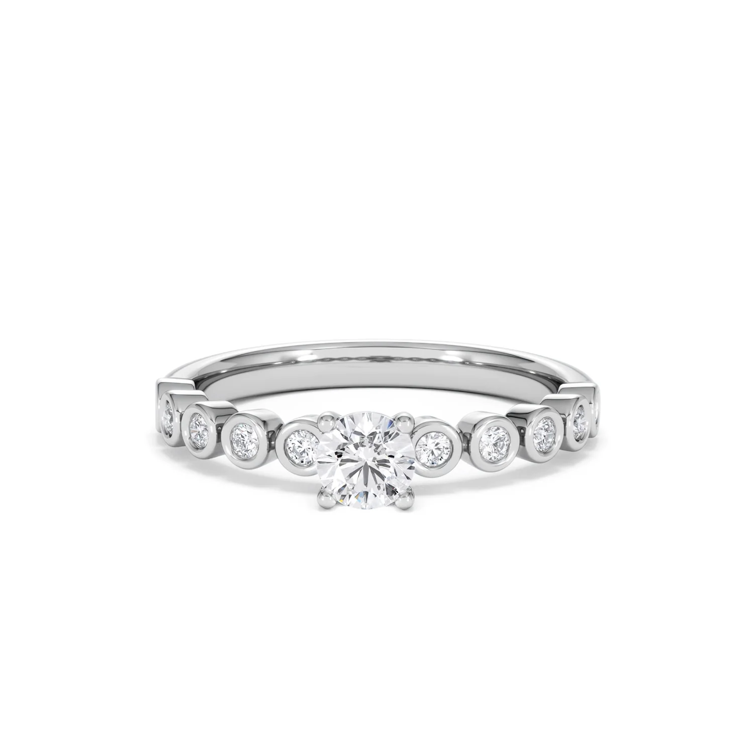 Entwine 0.30ct Round Cut Lab Diamond Solitaire Engagement Ring with Side Stones in Sterling Silver - Image 86
