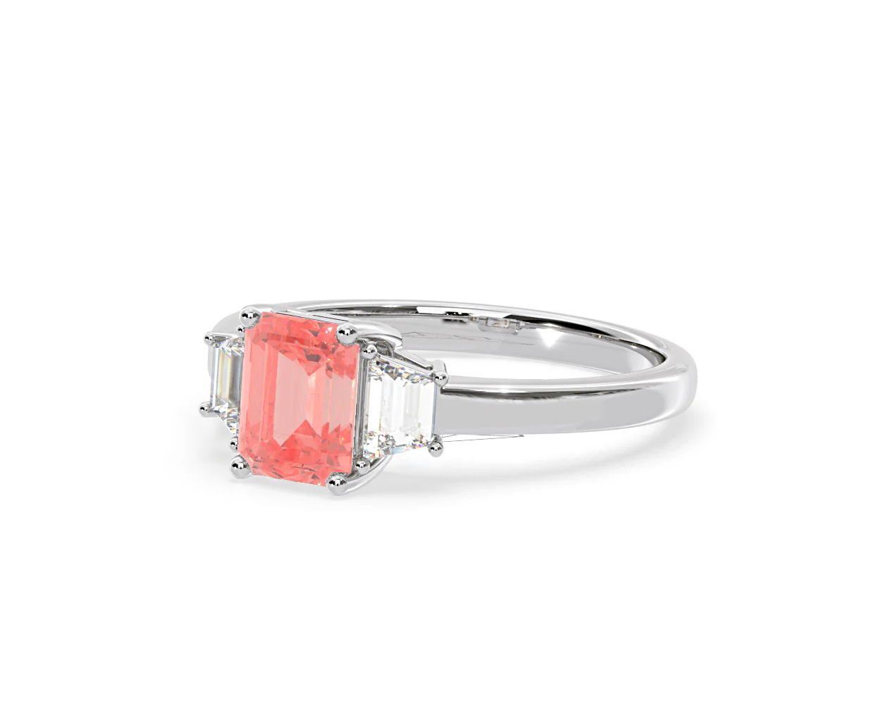 Erika Pink Lab Diamond 1.70ct Emerald Cut Ring in 18K White Gold - Elara Collection - Image 14