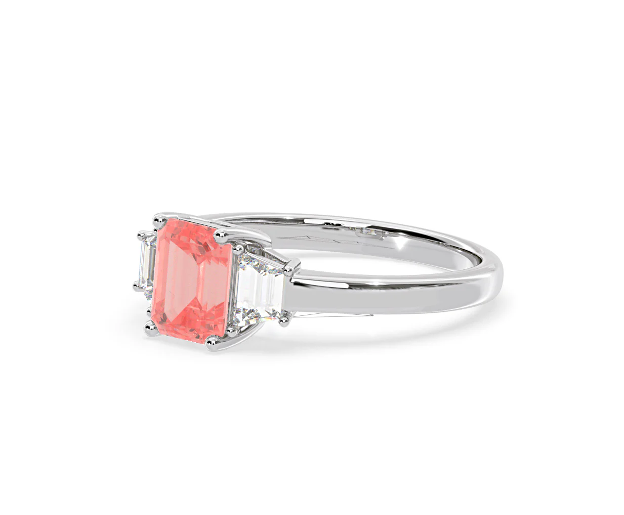 Erika Pink Lab Diamond 1.70ct Emerald Cut Ring in 18K White Gold - Elara Collection - Image 16