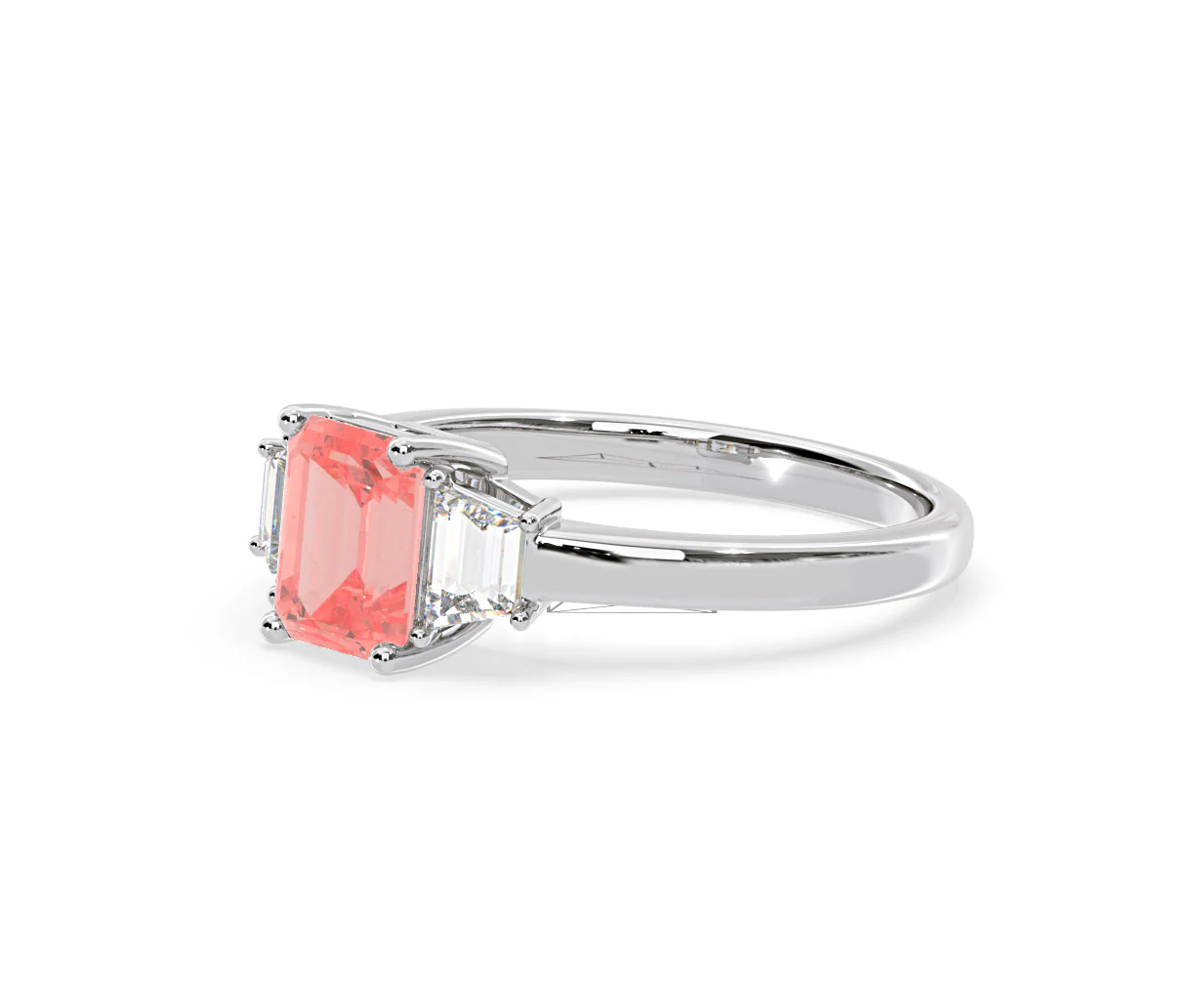 Erika Pink Lab Diamond 1.70ct Emerald Cut Ring in 18K White Gold - Elara Collection - Image 17