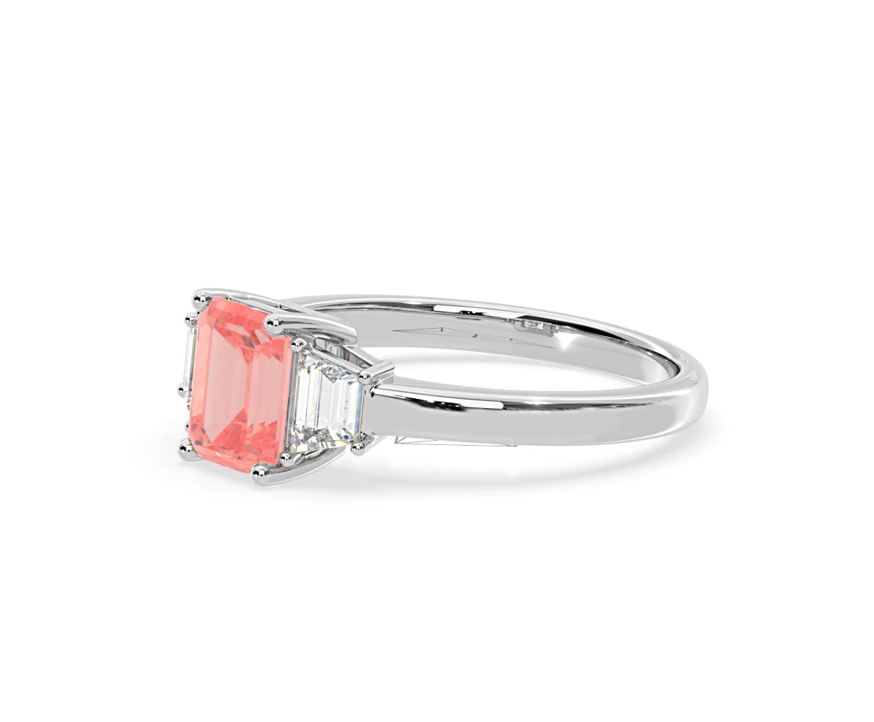 Erika Pink Lab Diamond 1.70ct Emerald Cut Ring in 18K White Gold - Elara Collection - Image 18