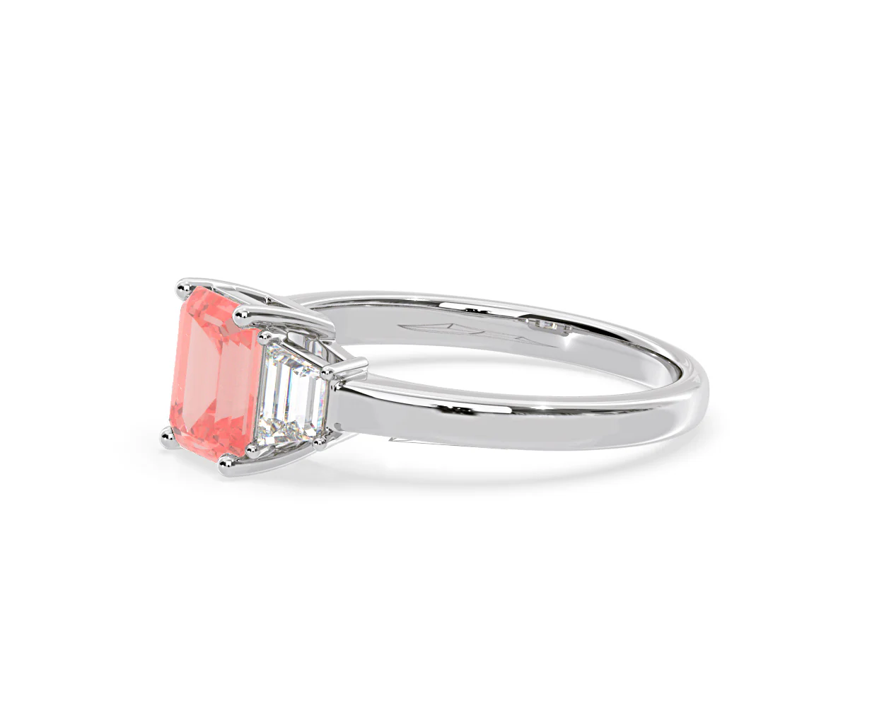 Erika Pink Lab Diamond 1.70ct Emerald Cut Ring in 18K White Gold - Elara Collection - Image 20