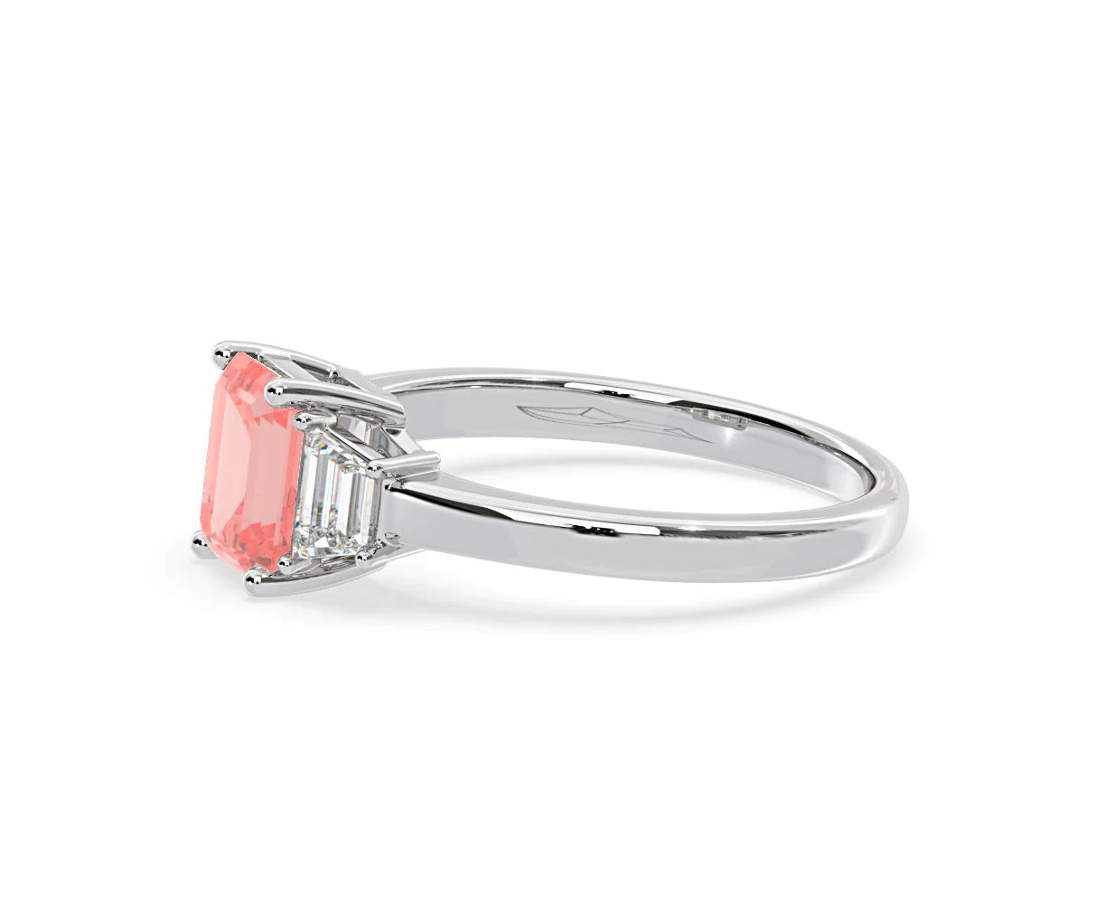 Erika Pink Lab Diamond 1.70ct Emerald Cut Ring in 18K White Gold - Elara Collection - Image 22